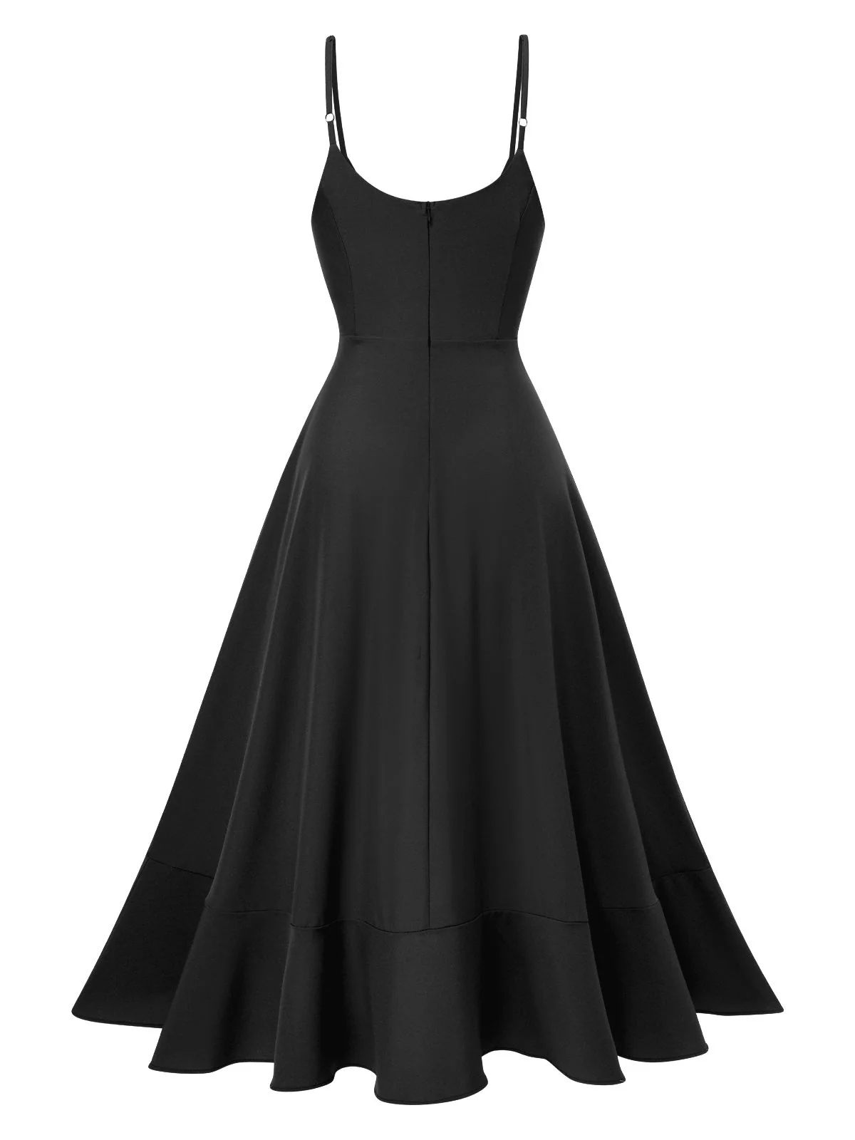 1950s Solid Irregular Hem Suspender Dress - Image 2