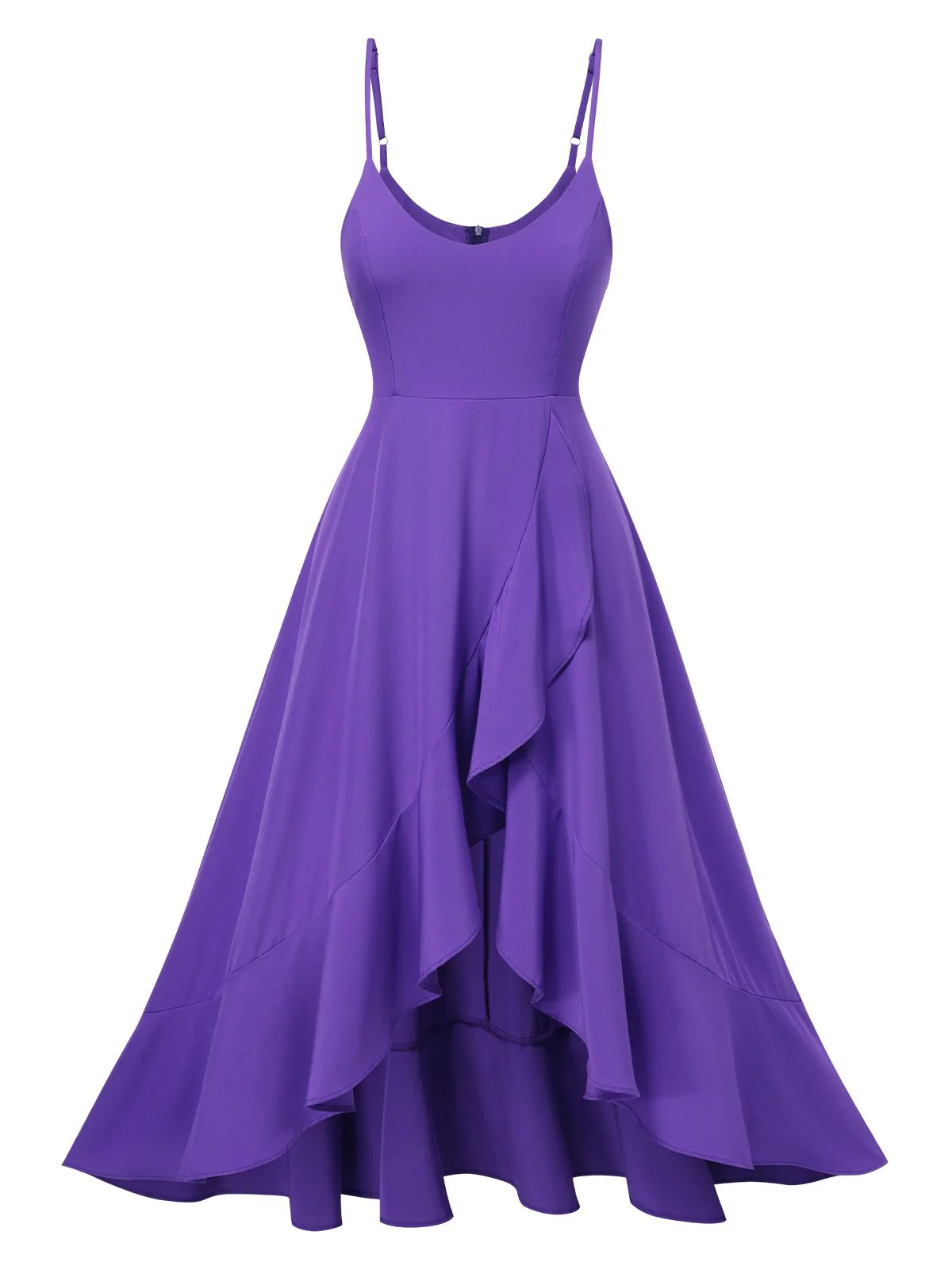 1950s Solid Irregular Hem Suspender Dress - Image 4