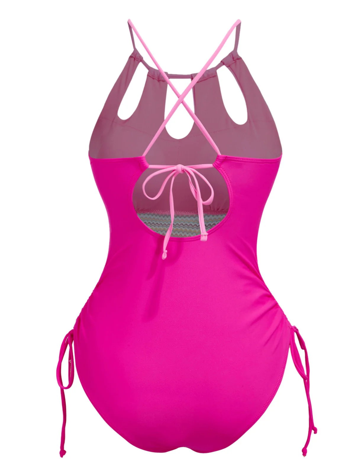 1950s Solid Keyhole Collar Cross-Bind Swimsuit - Image 6