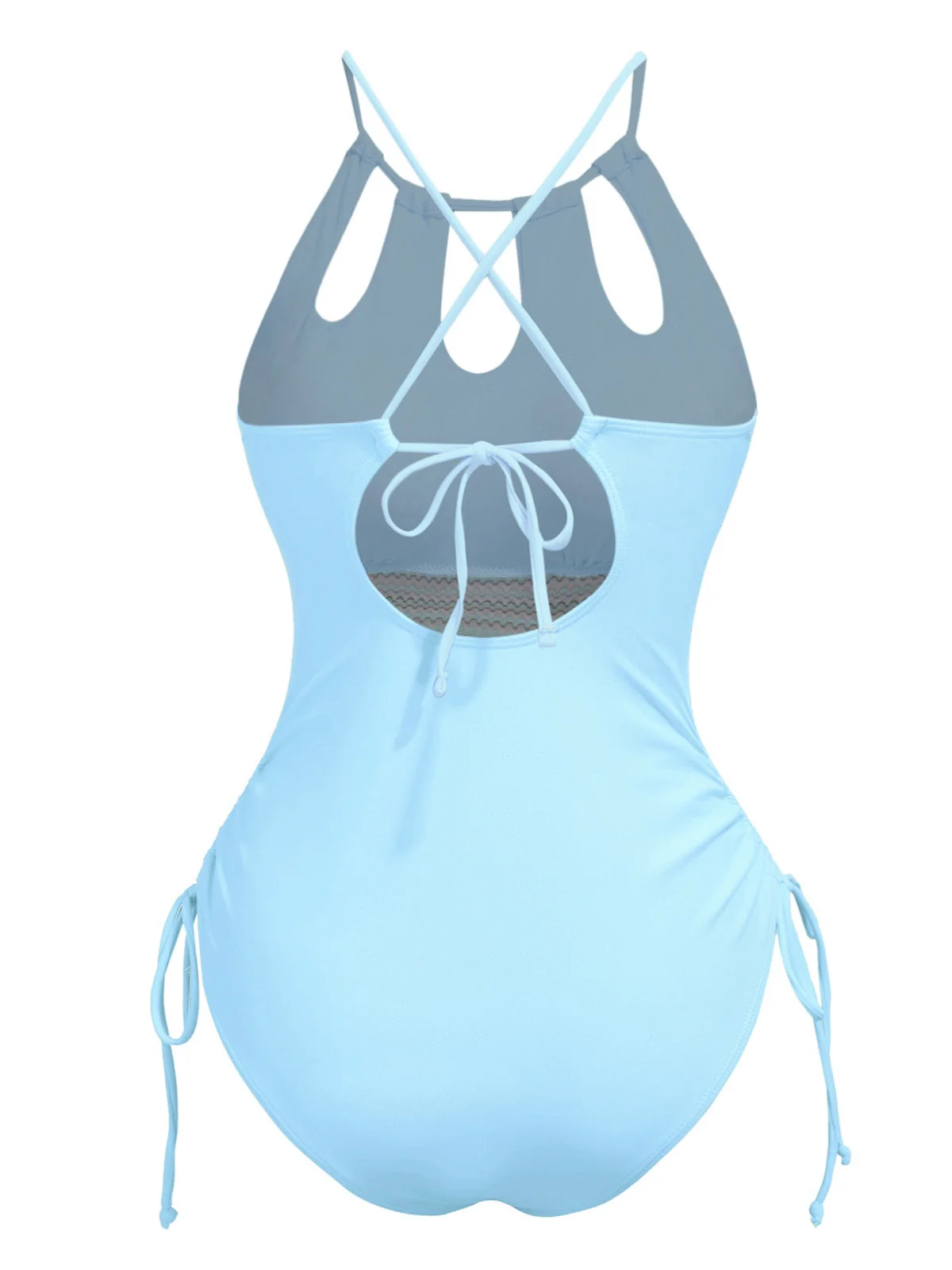 1950s Solid Keyhole Collar Cross-Bind Swimsuit - Image 9