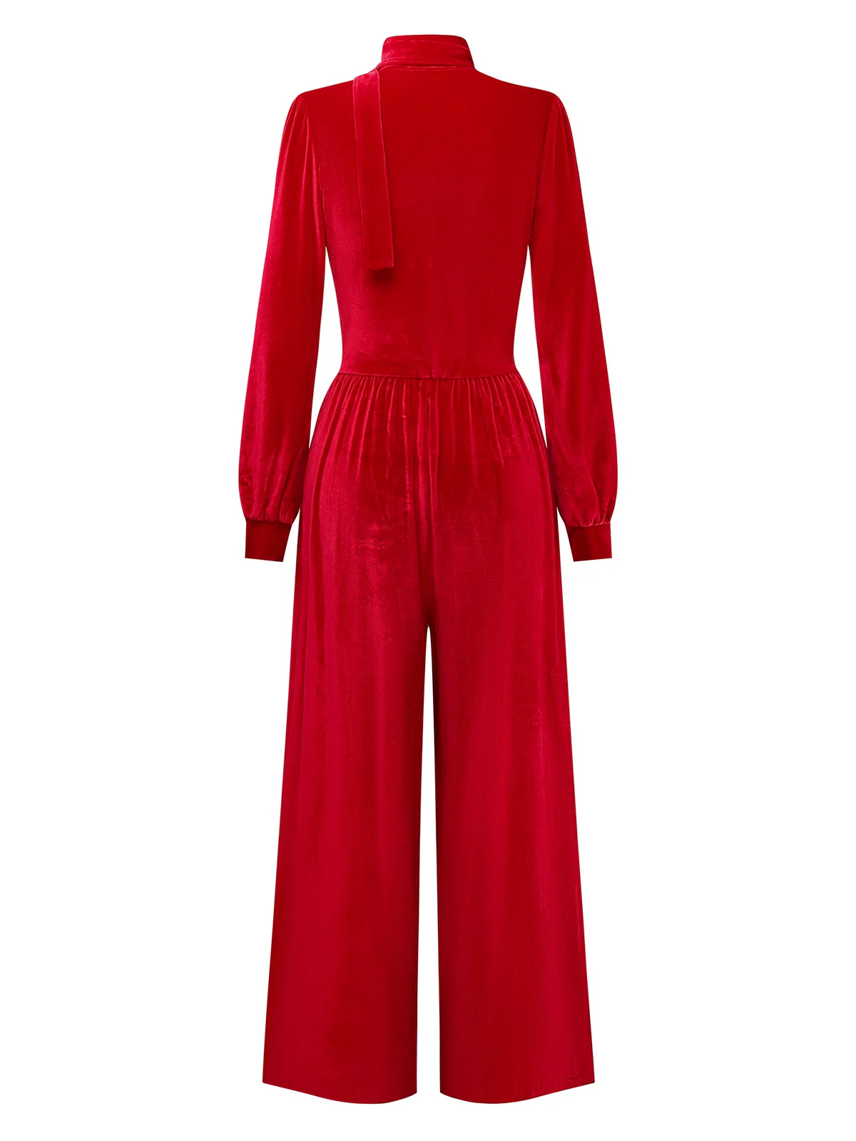 1950s Solid Keyhole High Neck Velvet Jumpsuit - Image 3