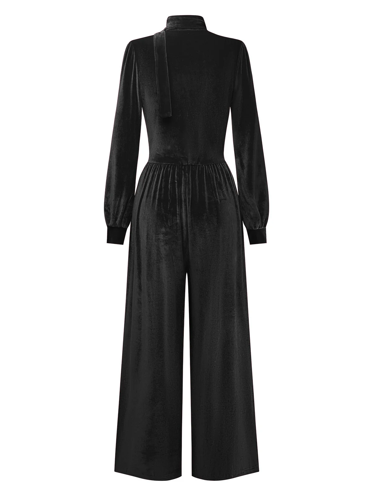 1950s Solid Keyhole High Neck Velvet Jumpsuit - Image 8