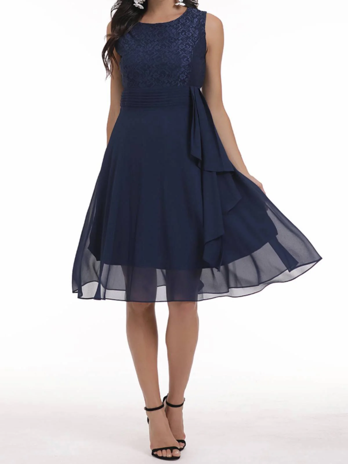 1950s Solid Lace Sleeveless Swing Dress - Image 12