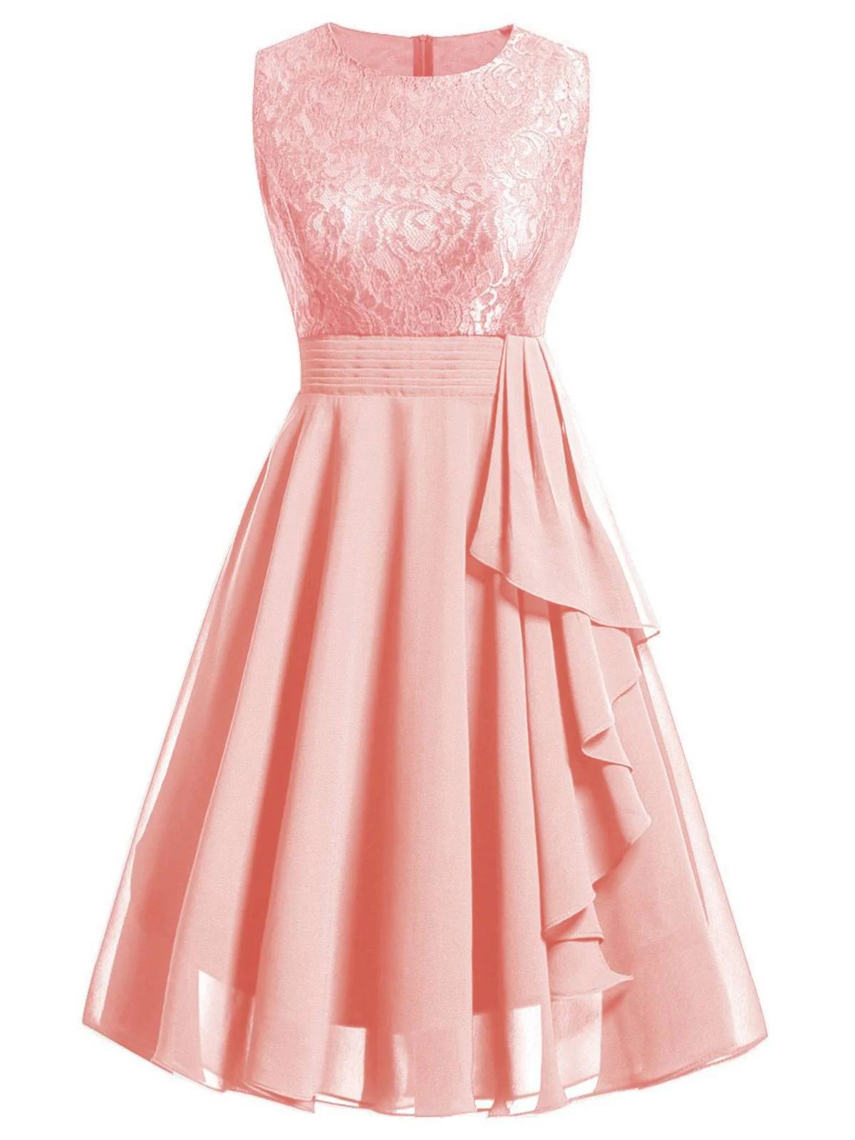 1950s Solid Lace Sleeveless Swing Dress - Image 15