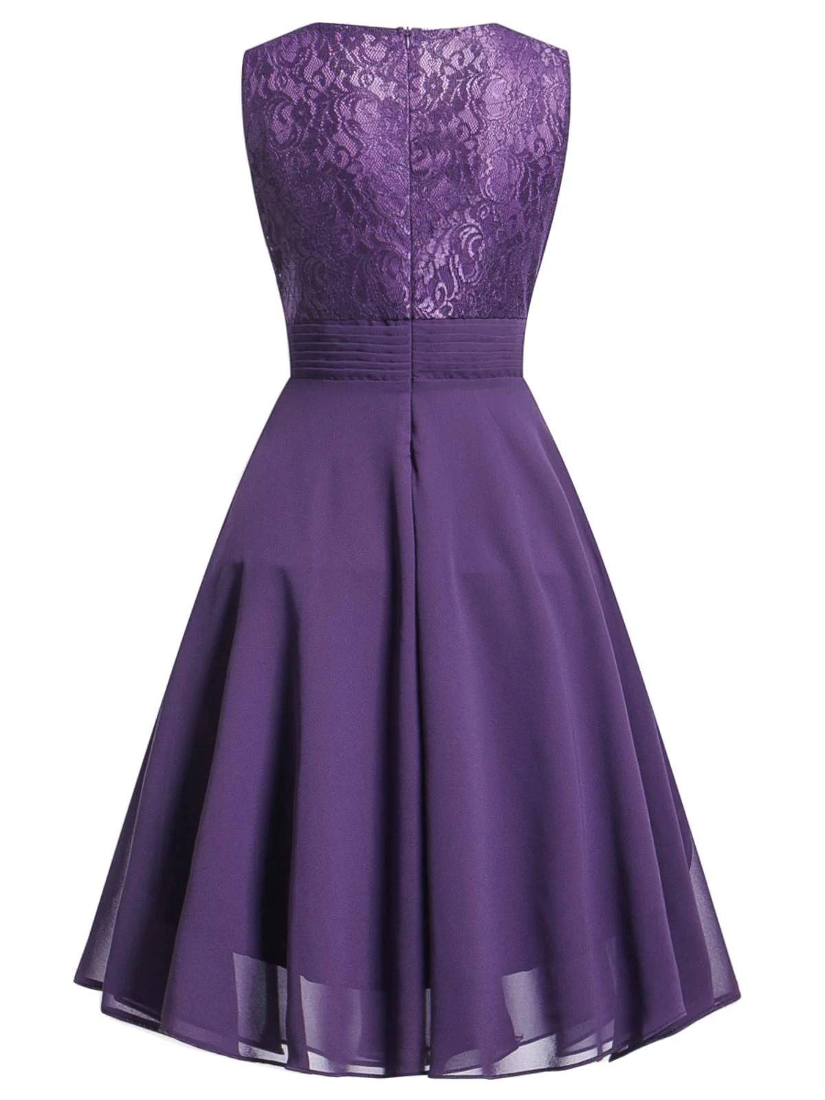 1950s Solid Lace Sleeveless Swing Dress - Image 2