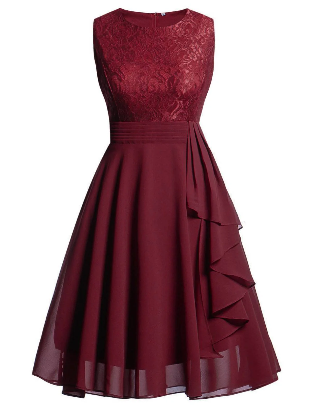 1950s Solid Lace Sleeveless Swing Dress - Image 6