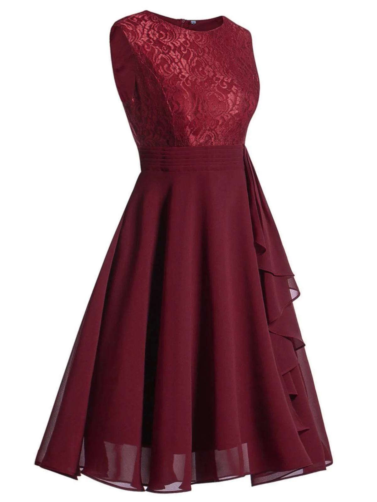 1950s Solid Lace Sleeveless Swing Dress - Image 7