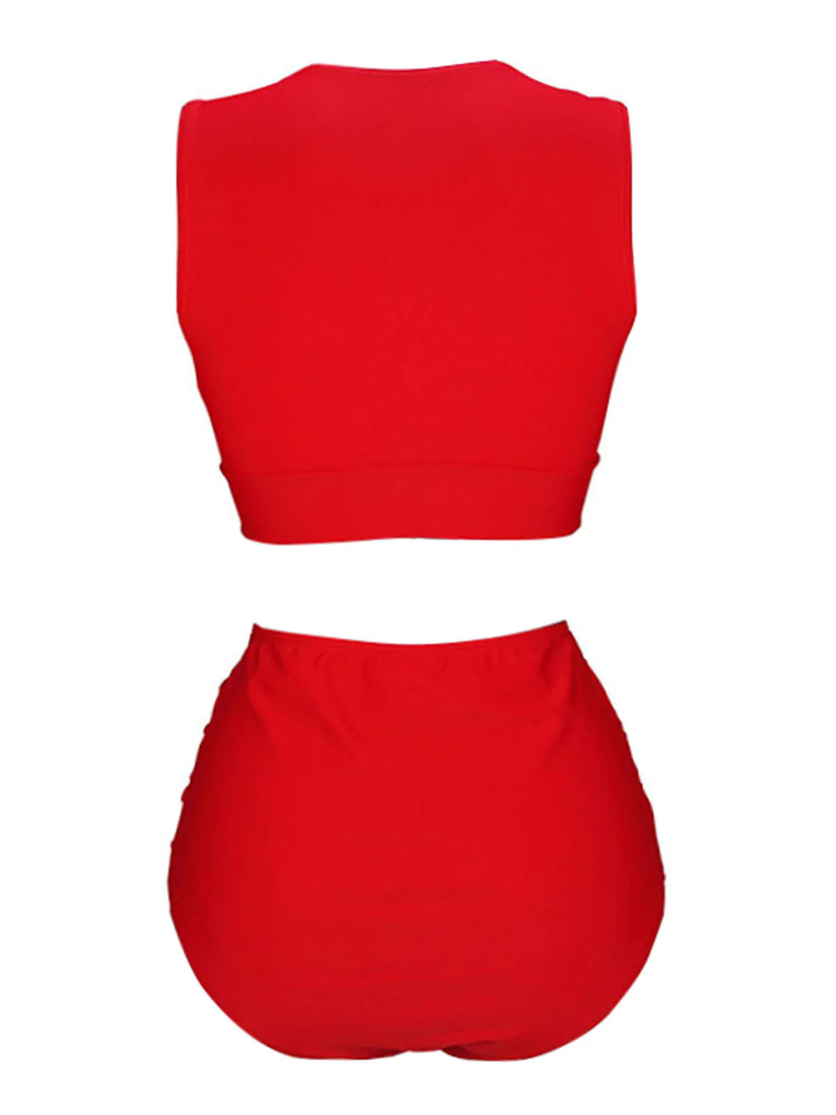 1950s Solid Lace-Up Crewl Neck Swimsuit - Image 6