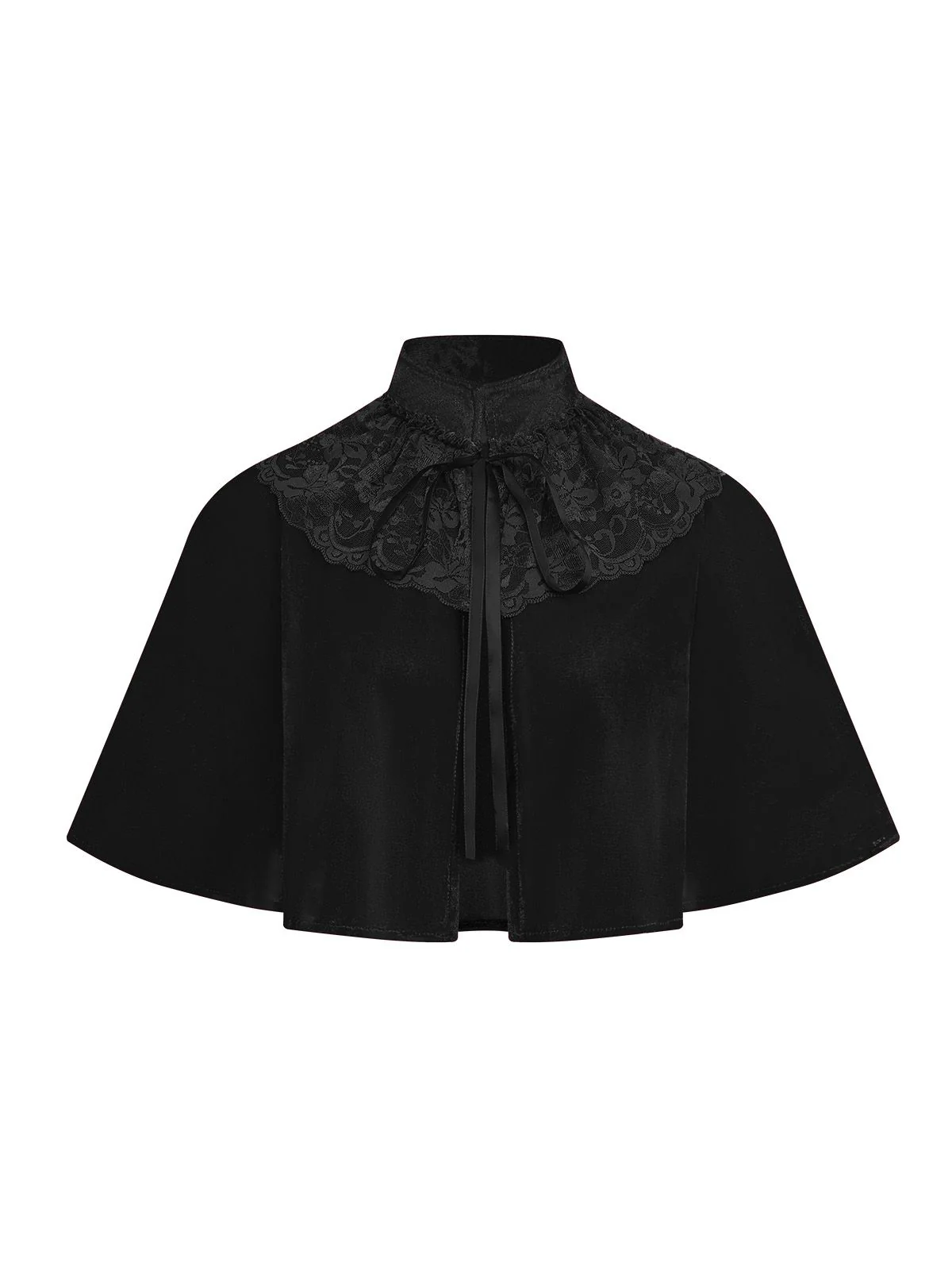 1950s Solid Lace Velvet Patchwork Cape - Image 6
