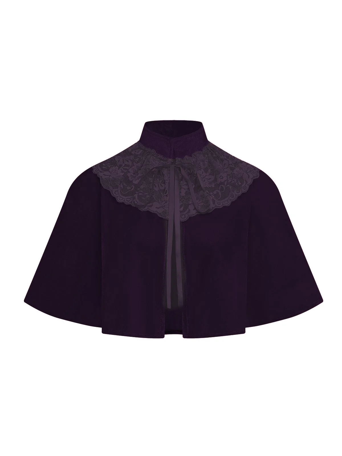 1950s Solid Lace Velvet Patchwork Cape - Image 8