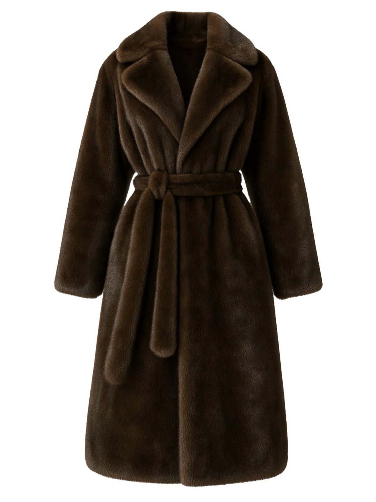 1950s Solid Lapel Artifical Fur Robe Coat - Image 2