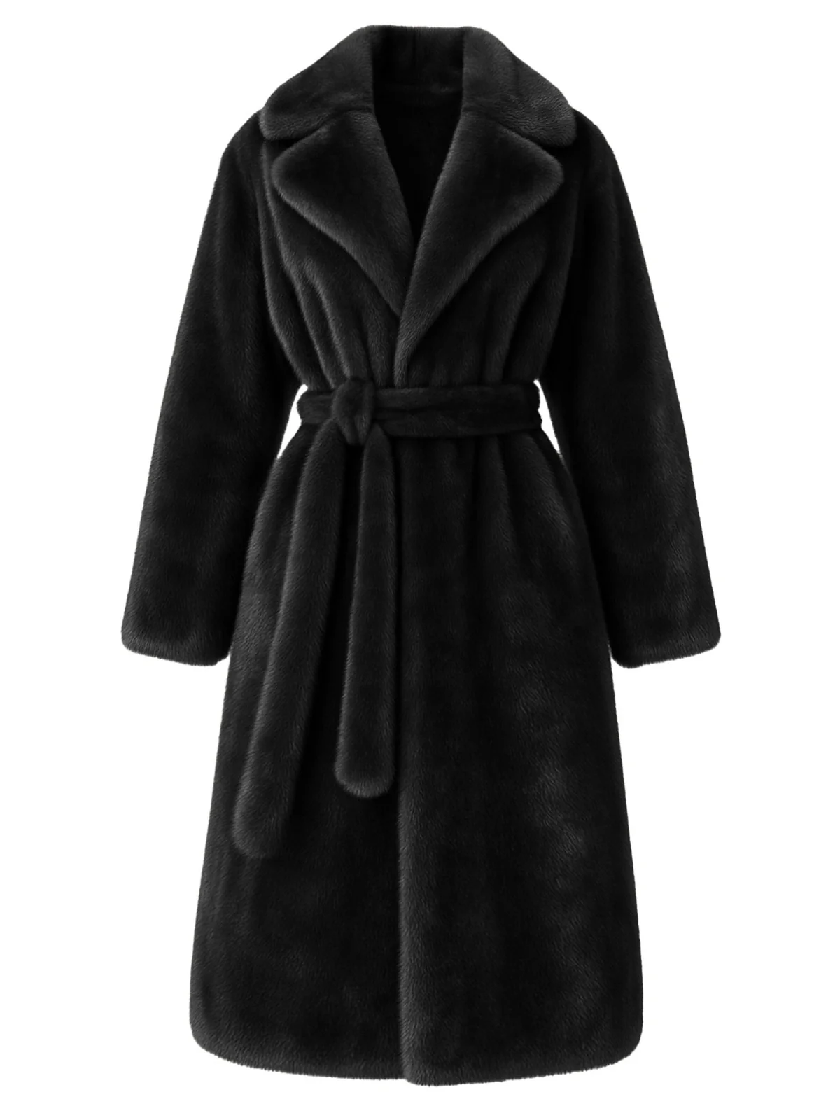 1950s Solid Lapel Artifical Fur Robe Coat - Image 3
