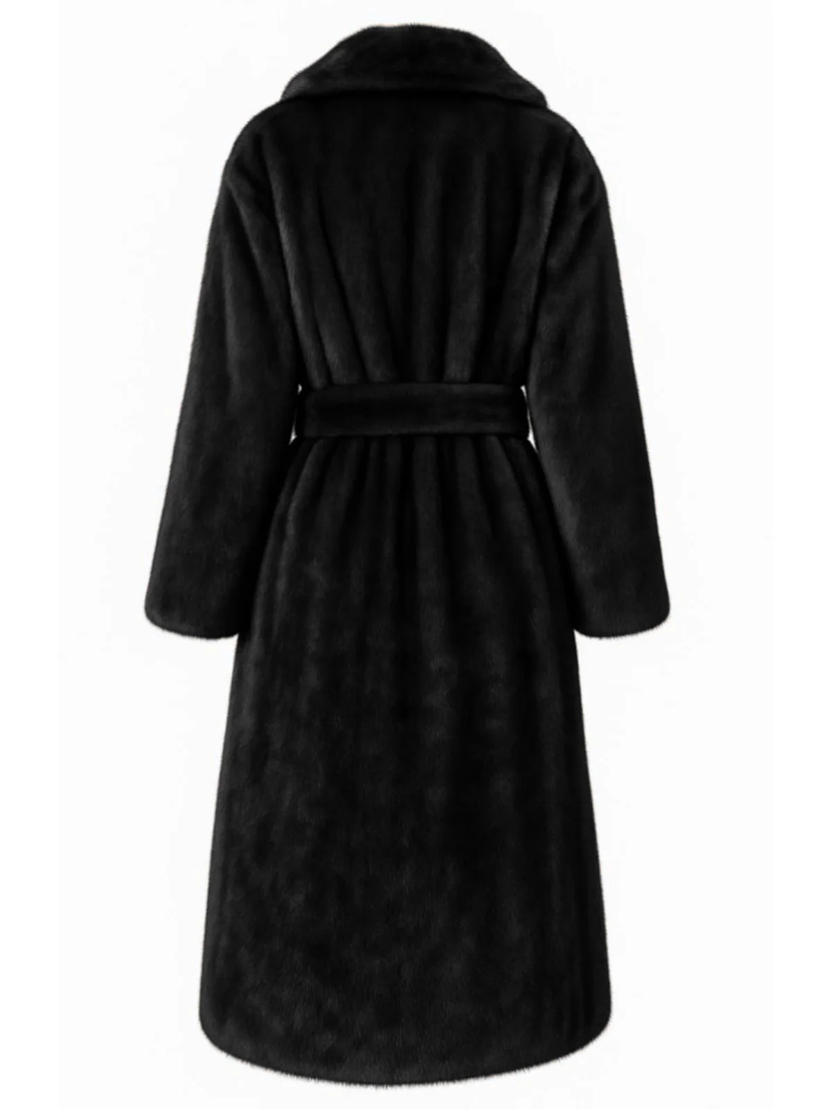 1950s Solid Lapel Artifical Fur Robe Coat - Image 4