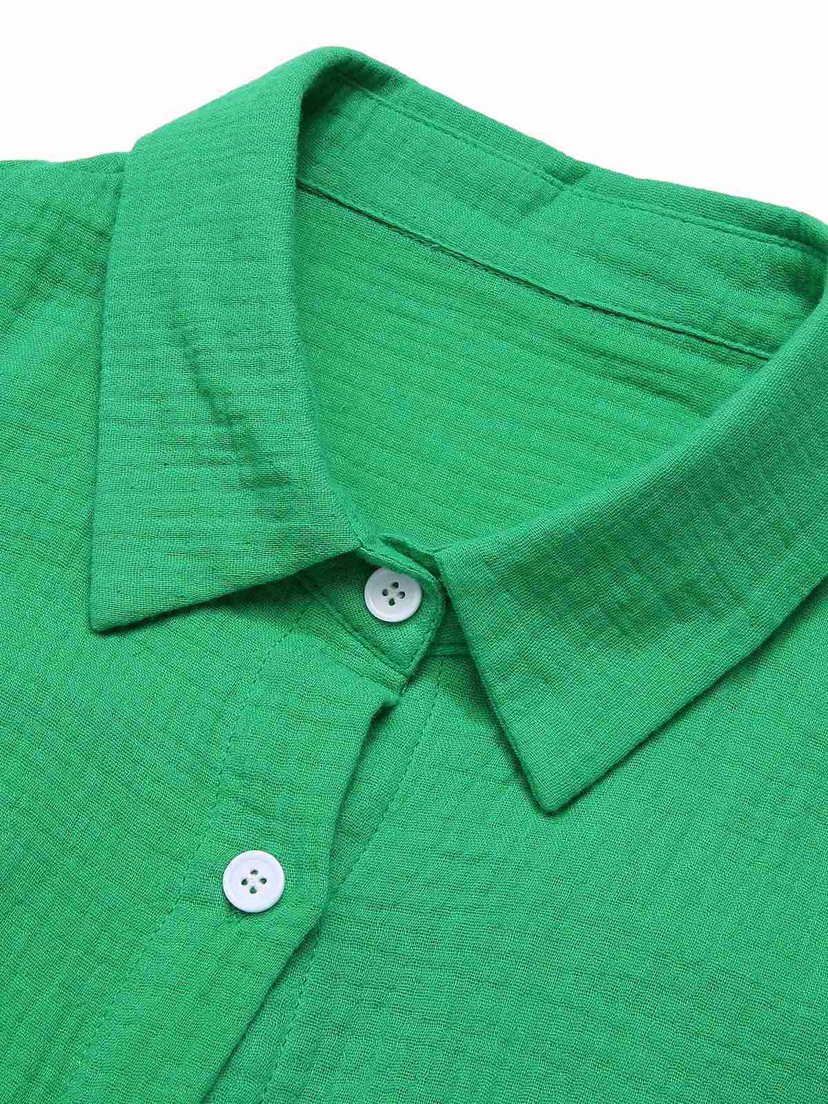 1950s Solid Lapel Button-Down Blouse - Image 9