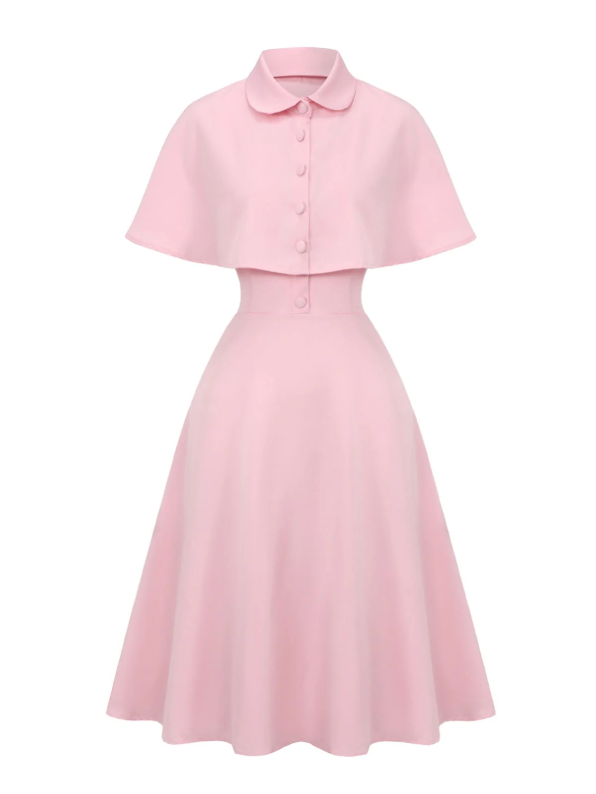 1950s Solid Lapel Capelet Dress - Image 2
