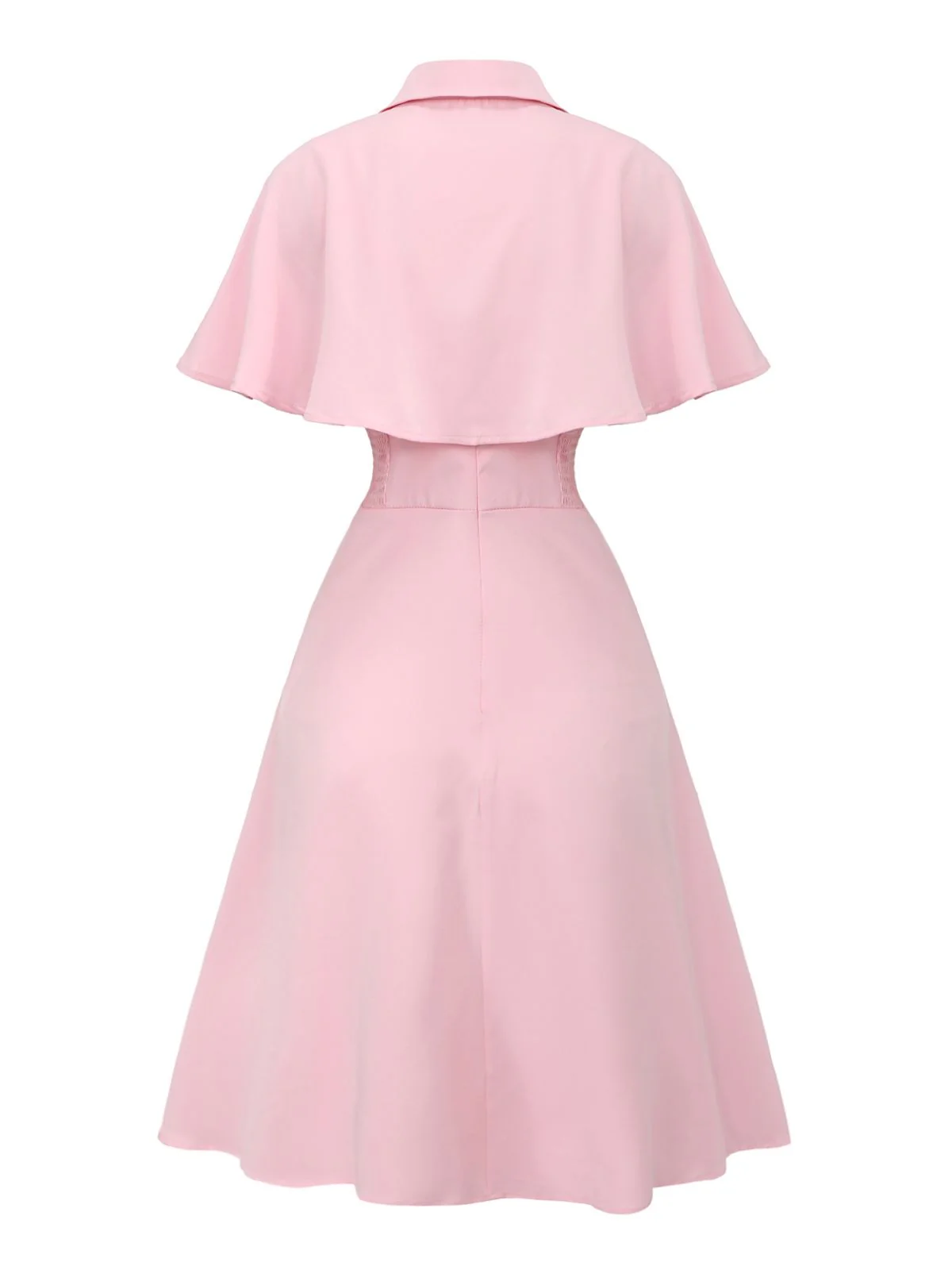 1950s Solid Lapel Capelet Dress - Image 3