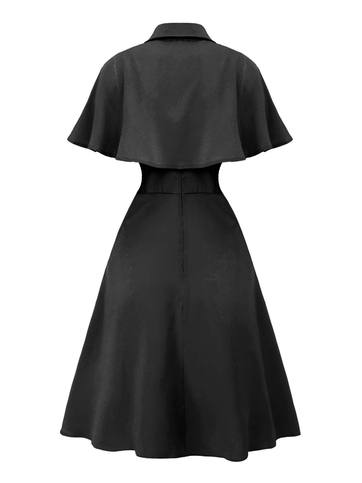 1950s Solid Lapel Capelet Dress - Image 9