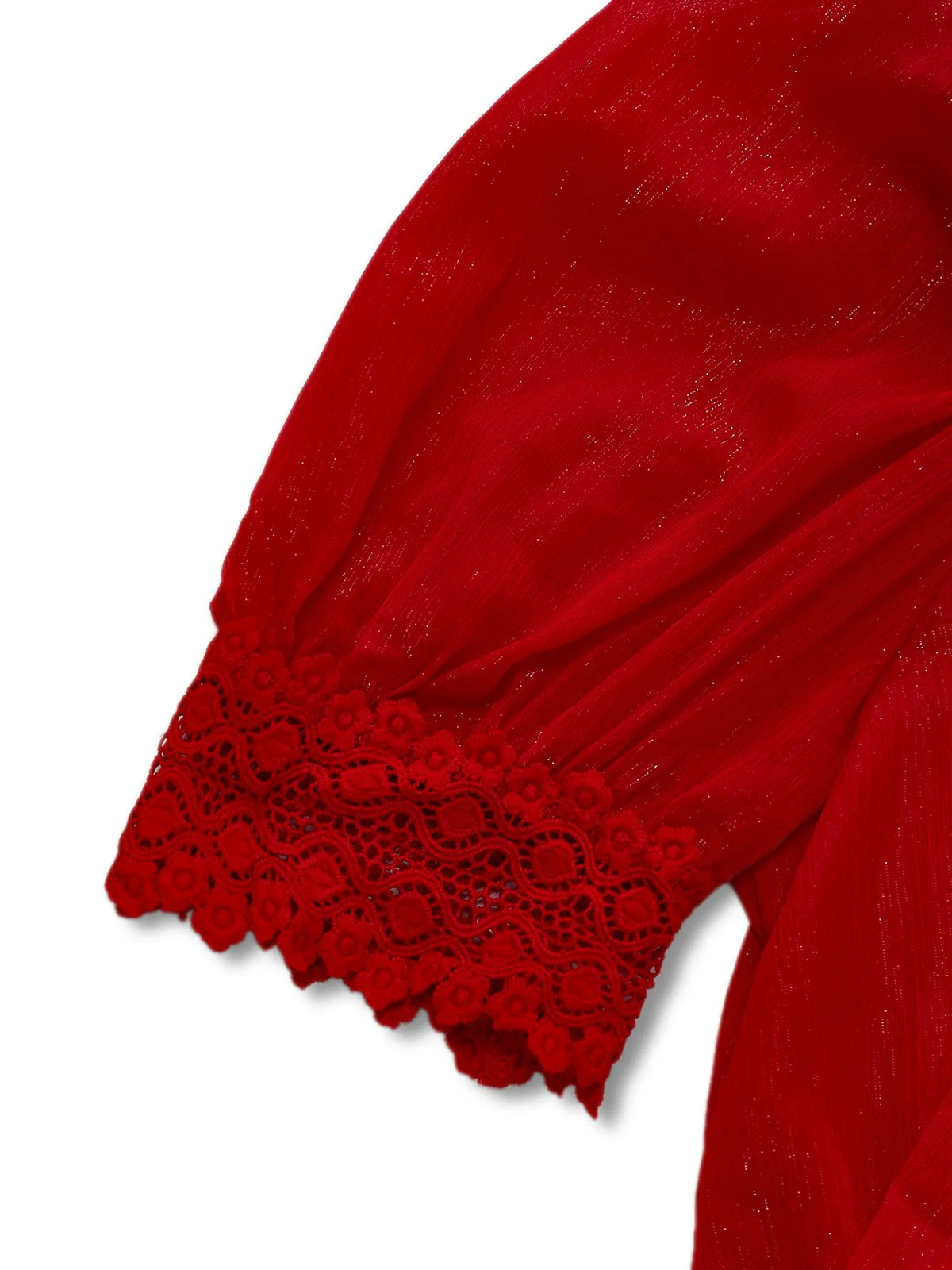 1950s Solid Lapel Floral Lace Tie Neck Jumpsuit - Image 7