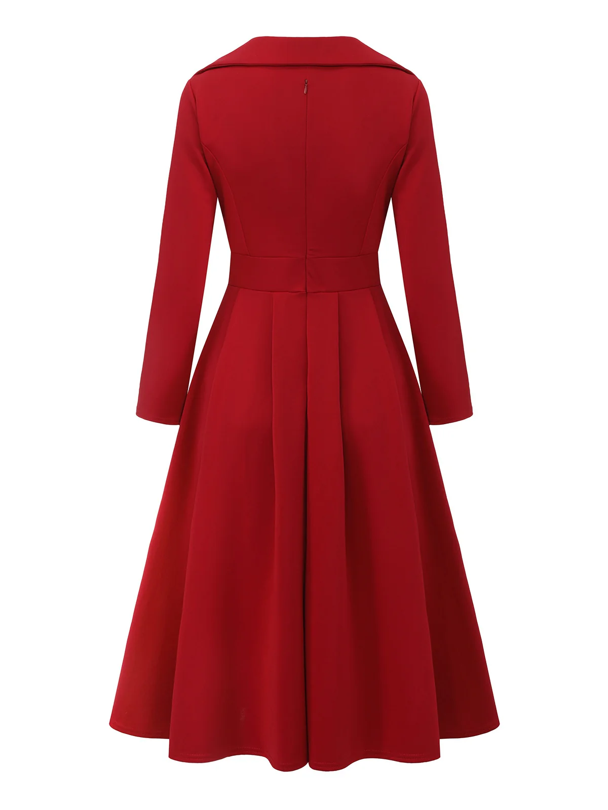 1950s Solid Lapel High Waist Swing Dress - Image 3