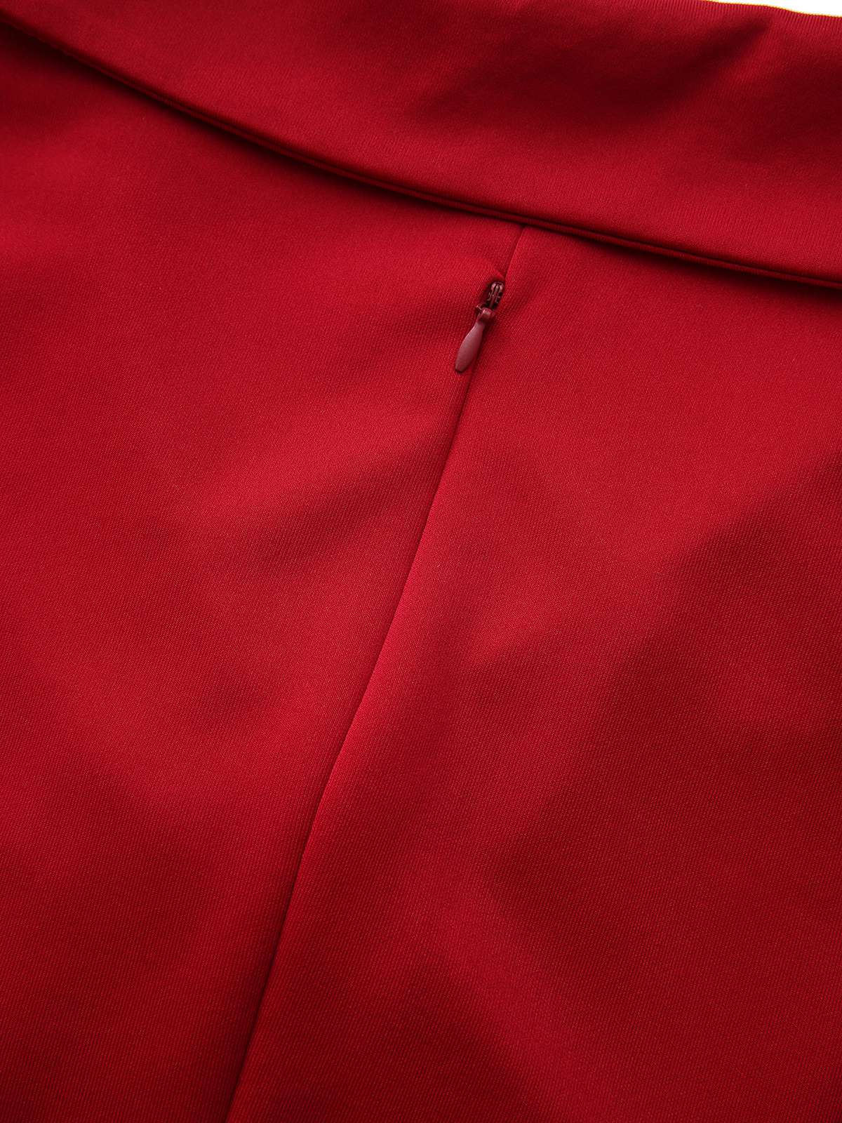 1950s Solid Lapel High Waist Swing Dress - Image 4