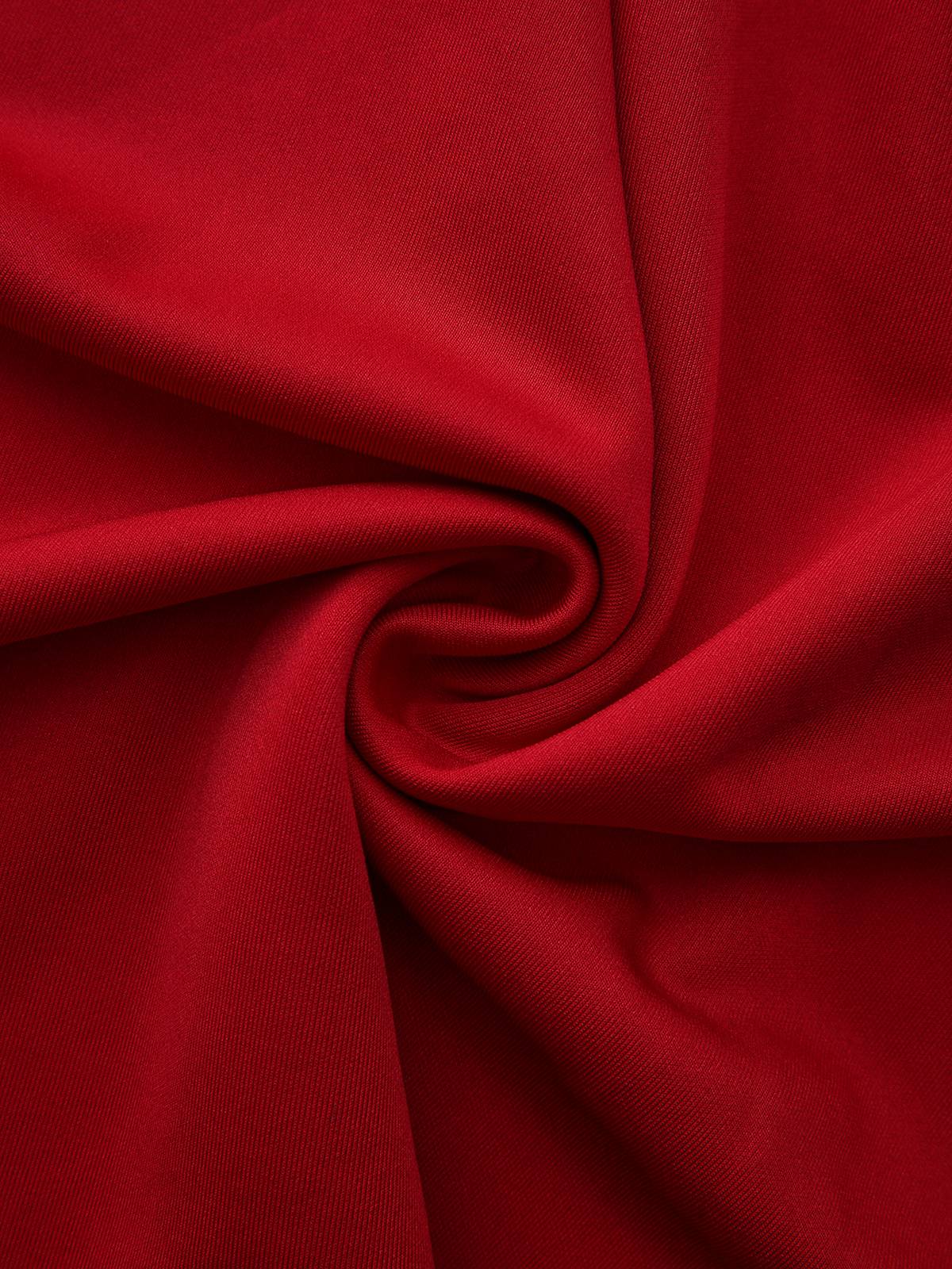 1950s Solid Lapel High Waist Swing Dress - Image 6