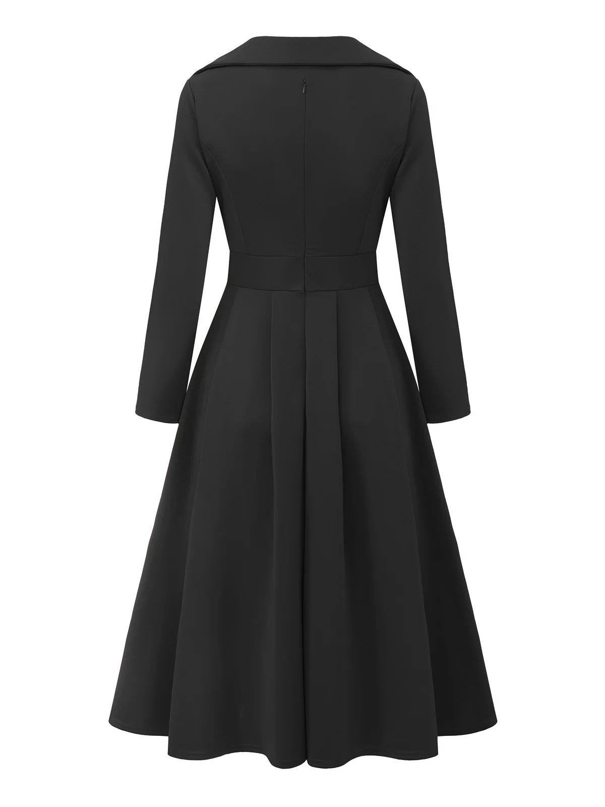 1950s Solid Lapel High Waist Swing Dress - Image 8