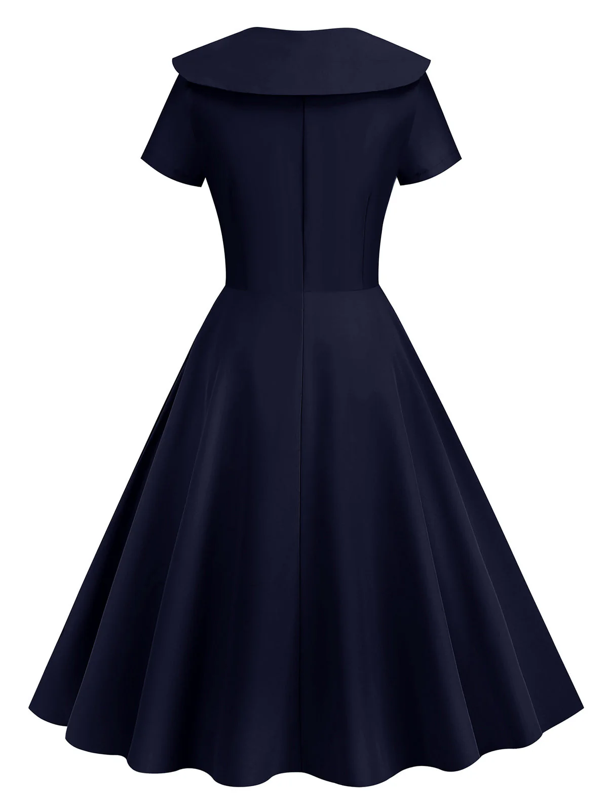 1950s Solid Lapel Swing Dress - Image 2