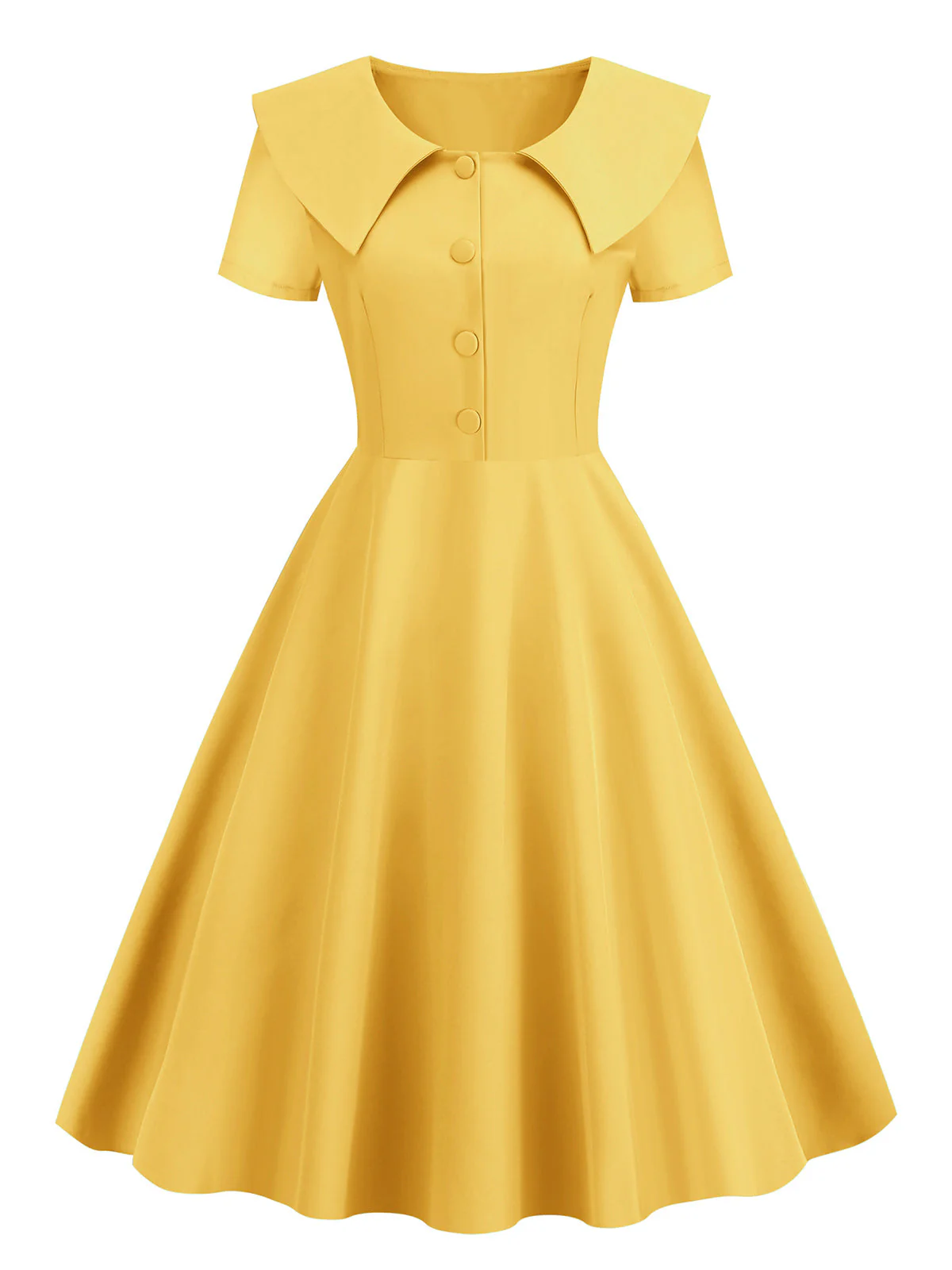 1950s Solid Lapel Swing Dress - Image 5