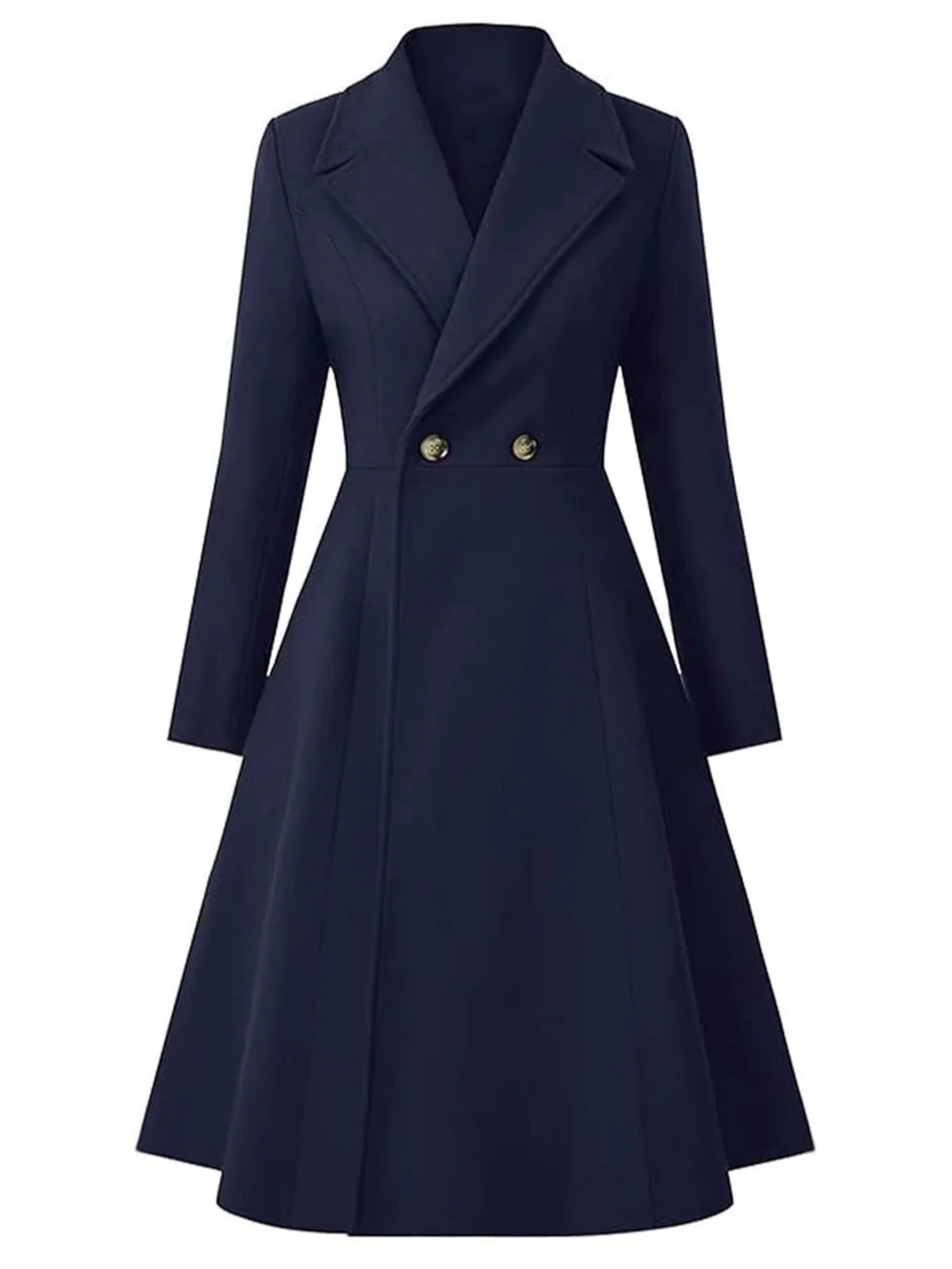1950s Solid Notched Collar Dress Coat - Image 4
