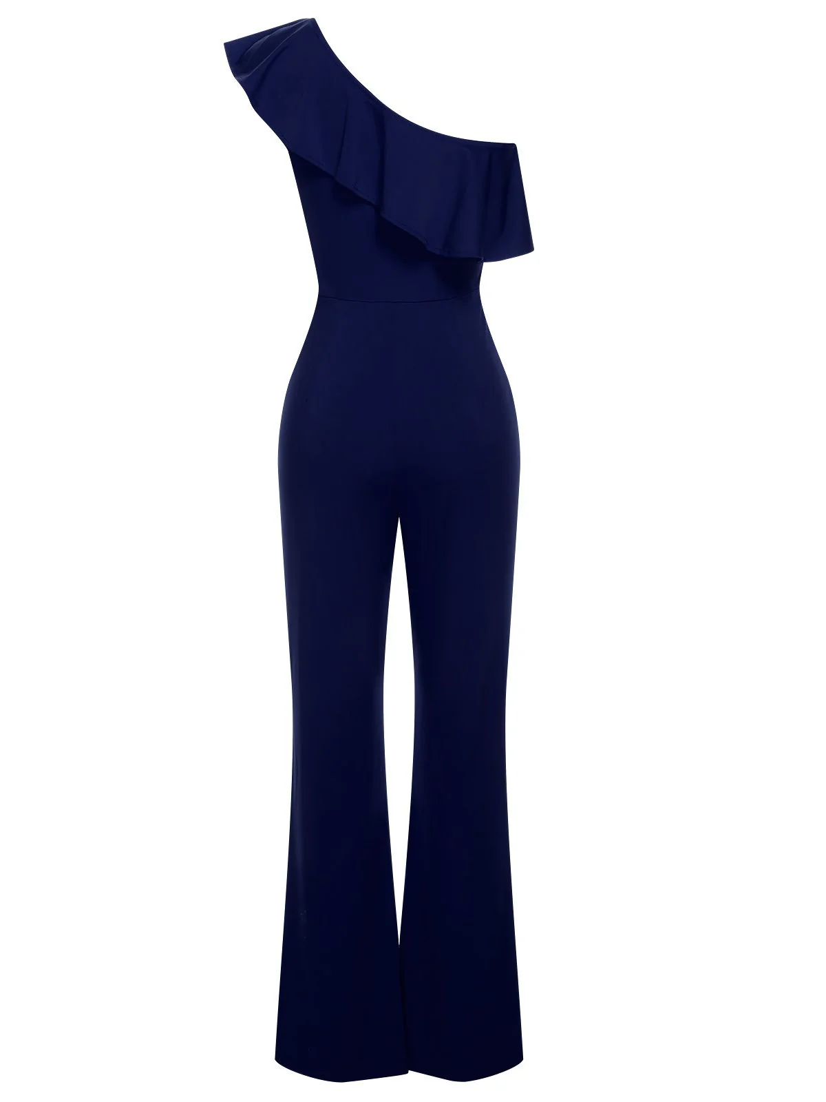 1950s Solid One Shoulder Ruffled Jumpsuit - Image 11