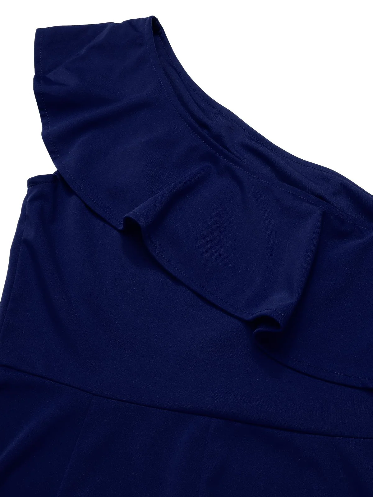 1950s Solid One Shoulder Ruffled Jumpsuit - Image 12