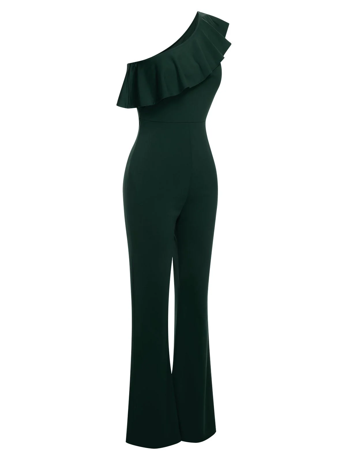 1950s Solid One Shoulder Ruffled Jumpsuit - Image 15