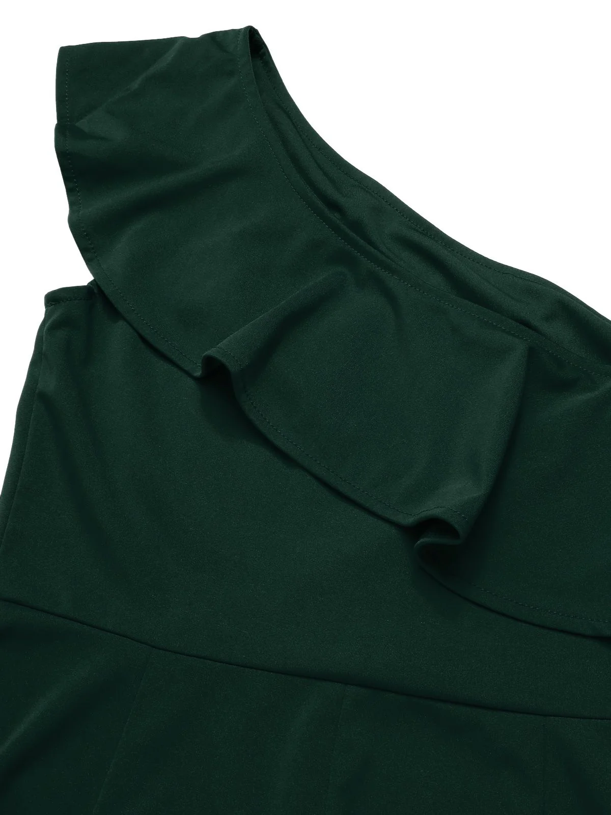 1950s Solid One Shoulder Ruffled Jumpsuit - Image 16