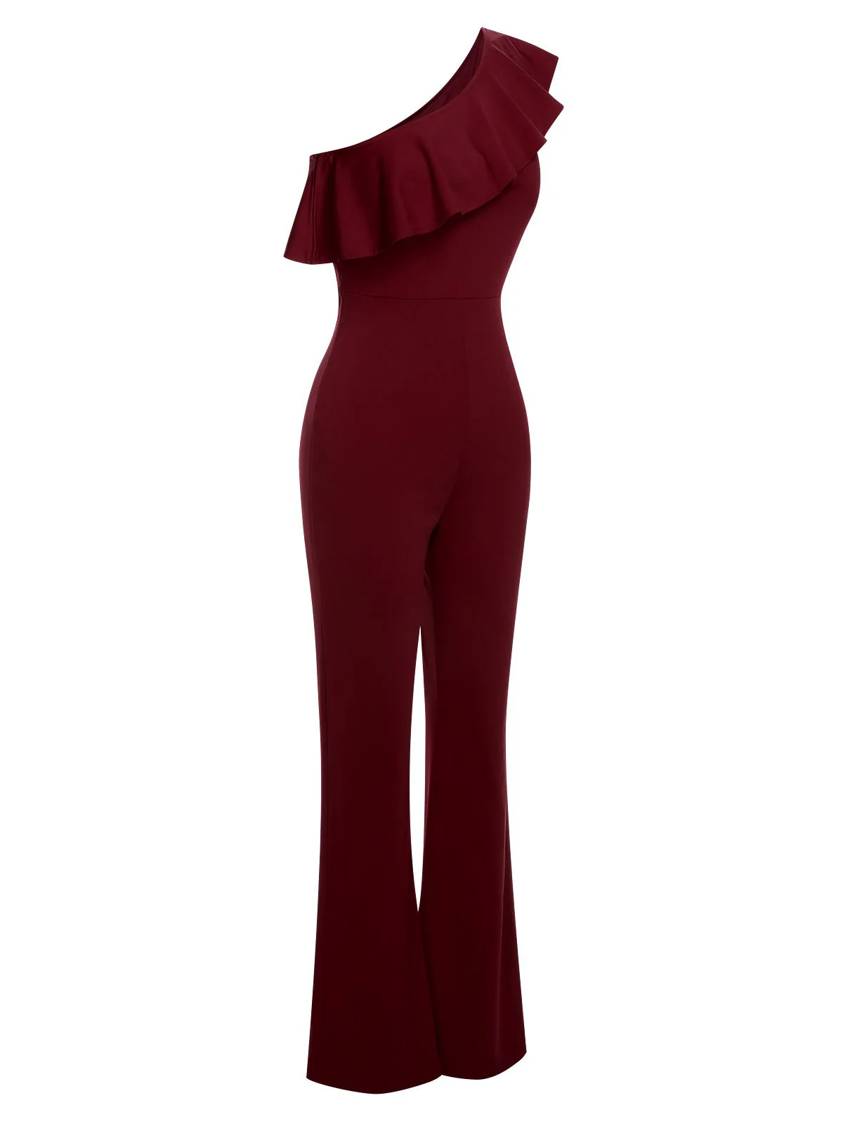 1950s Solid One Shoulder Ruffled Jumpsuit - Image 18