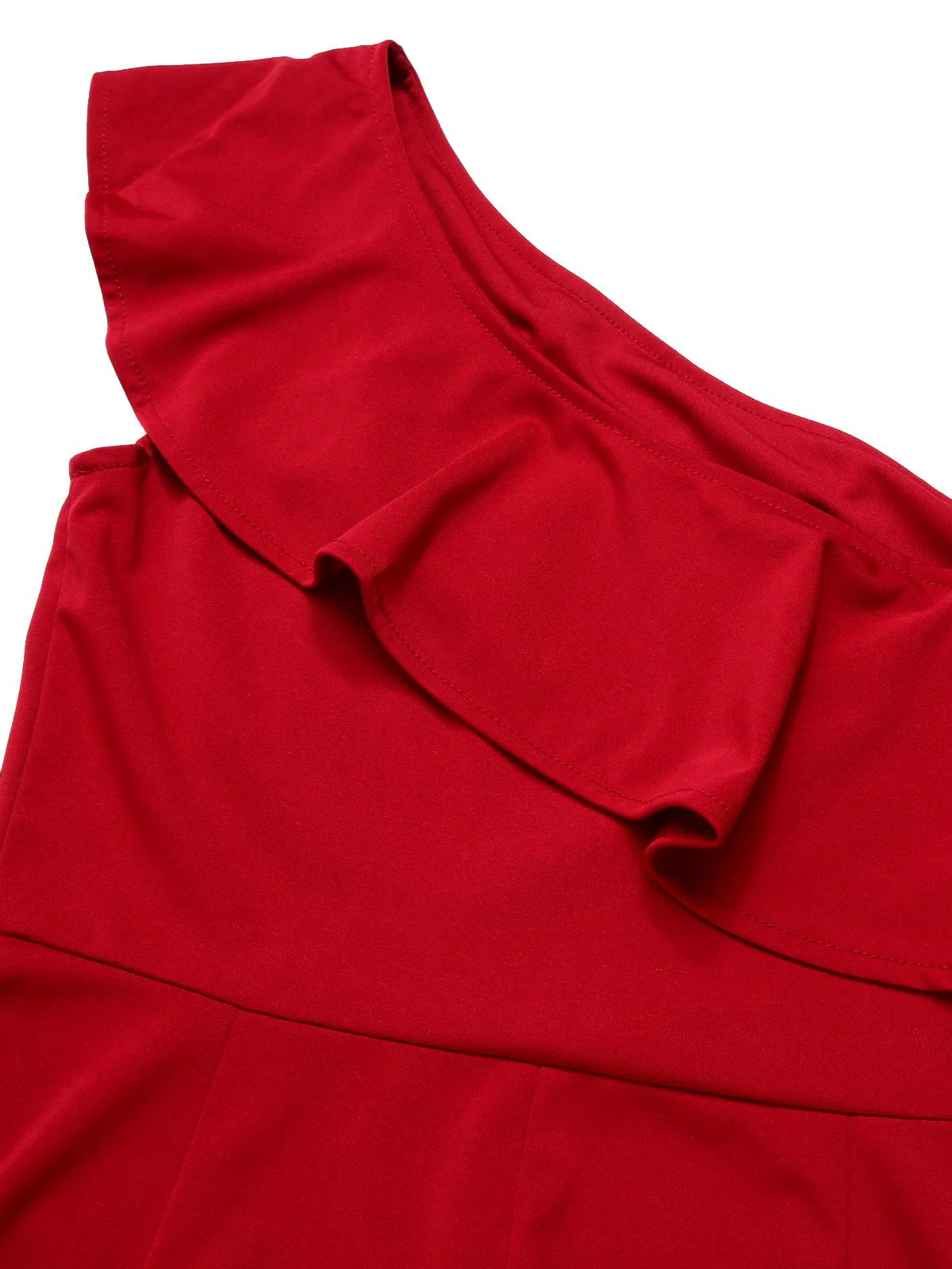 1950s Solid One Shoulder Ruffled Jumpsuit - Image 4