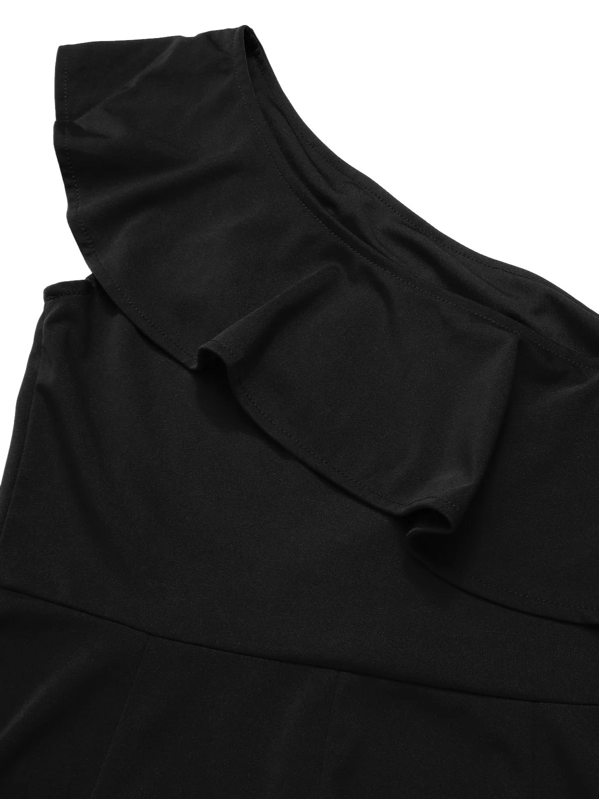 1950s Solid One Shoulder Ruffled Jumpsuit - Image 8