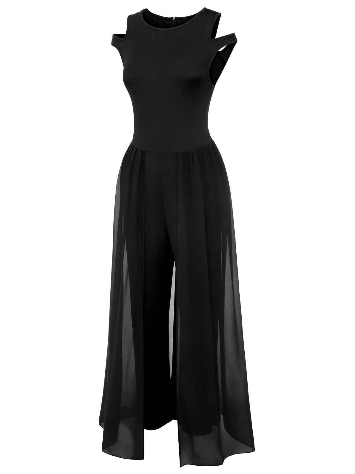 1950s Solid Patchwork Sleeveless Cutout Jumpsuit - Image 10