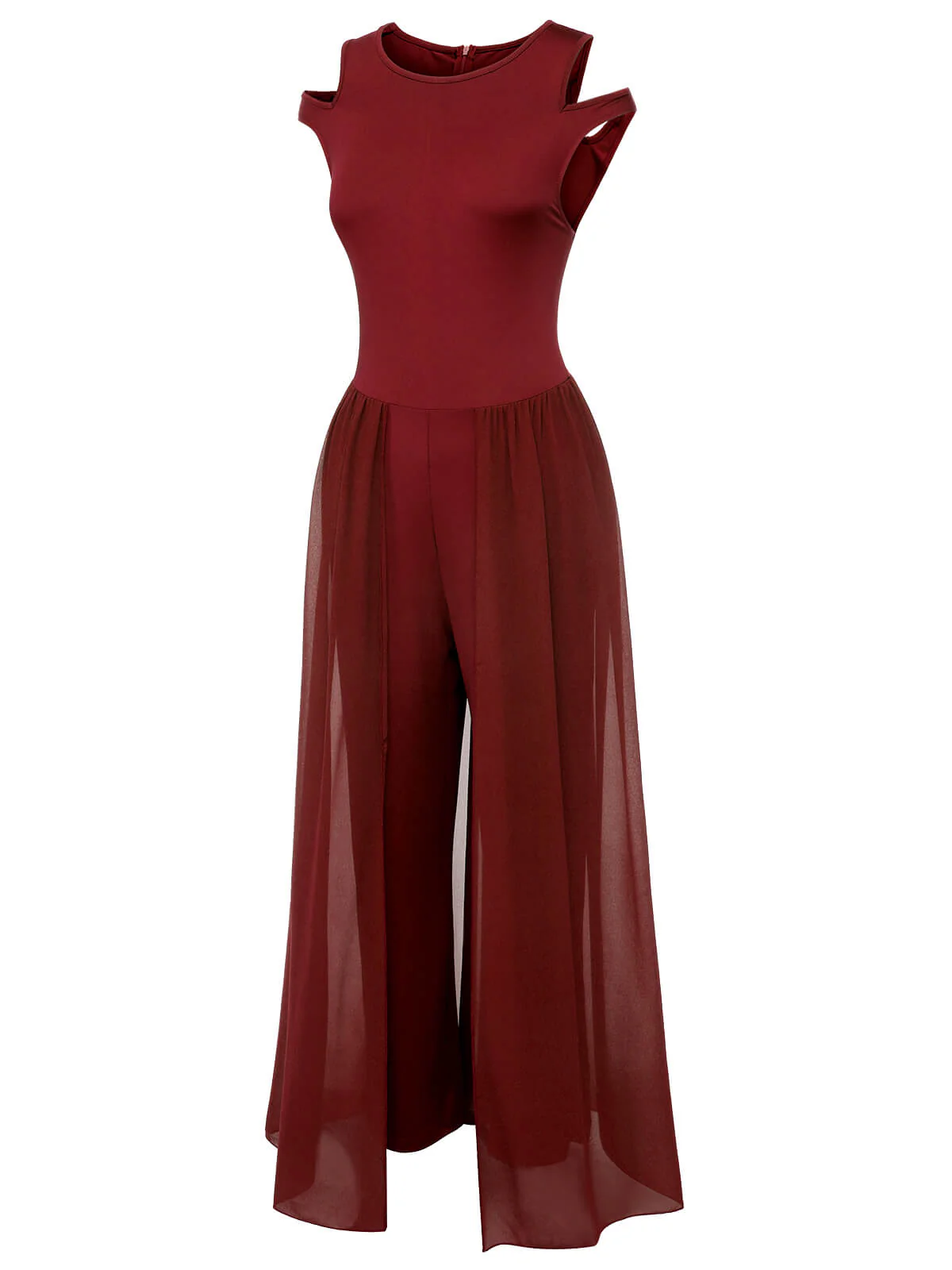 1950s Solid Patchwork Sleeveless Cutout Jumpsuit - Image 14