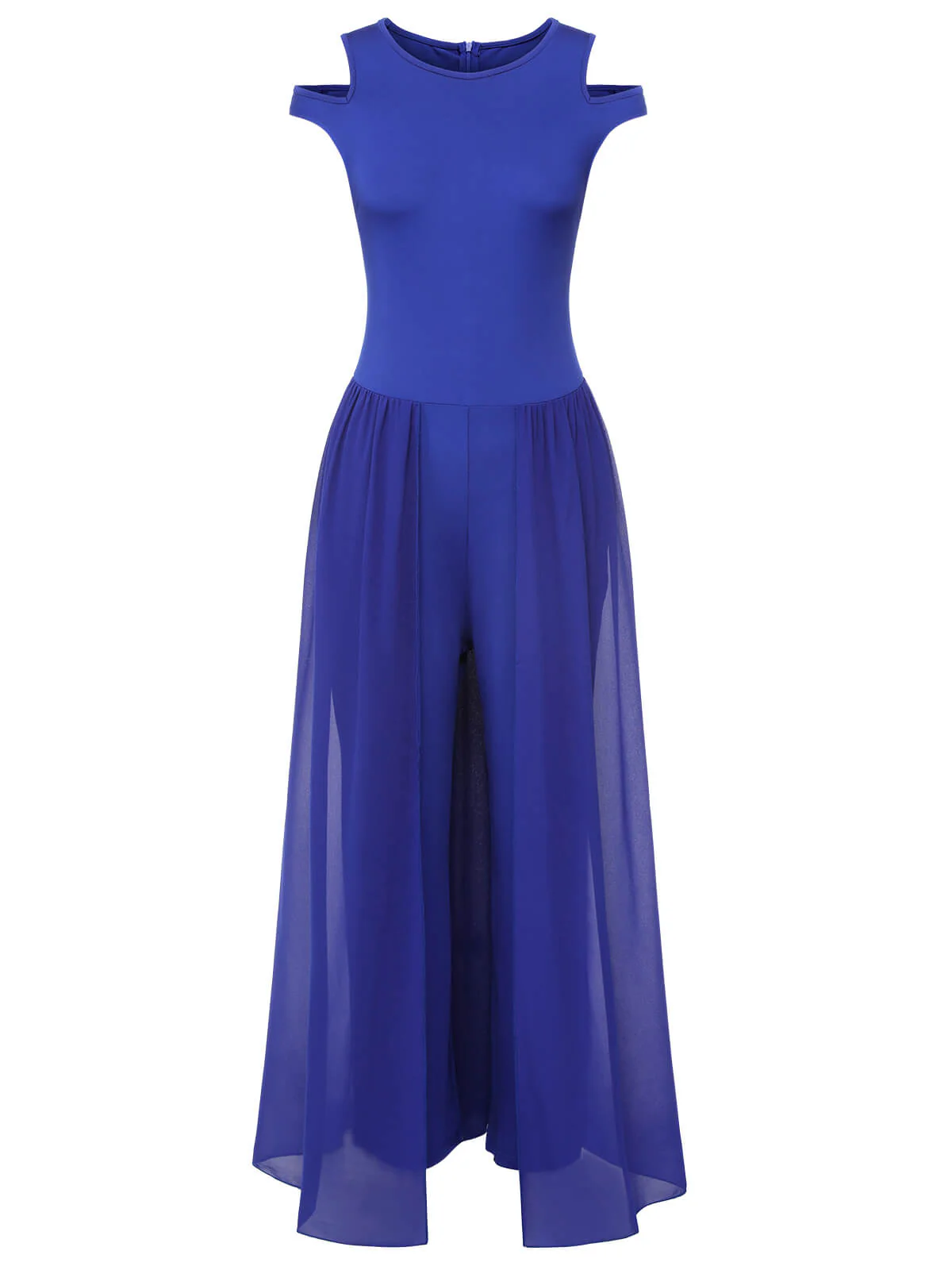 1950s Solid Patchwork Sleeveless Cutout Jumpsuit - Image 2
