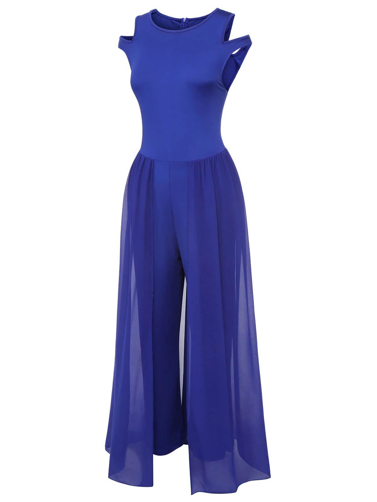 1950s Solid Patchwork Sleeveless Cutout Jumpsuit - Image 3