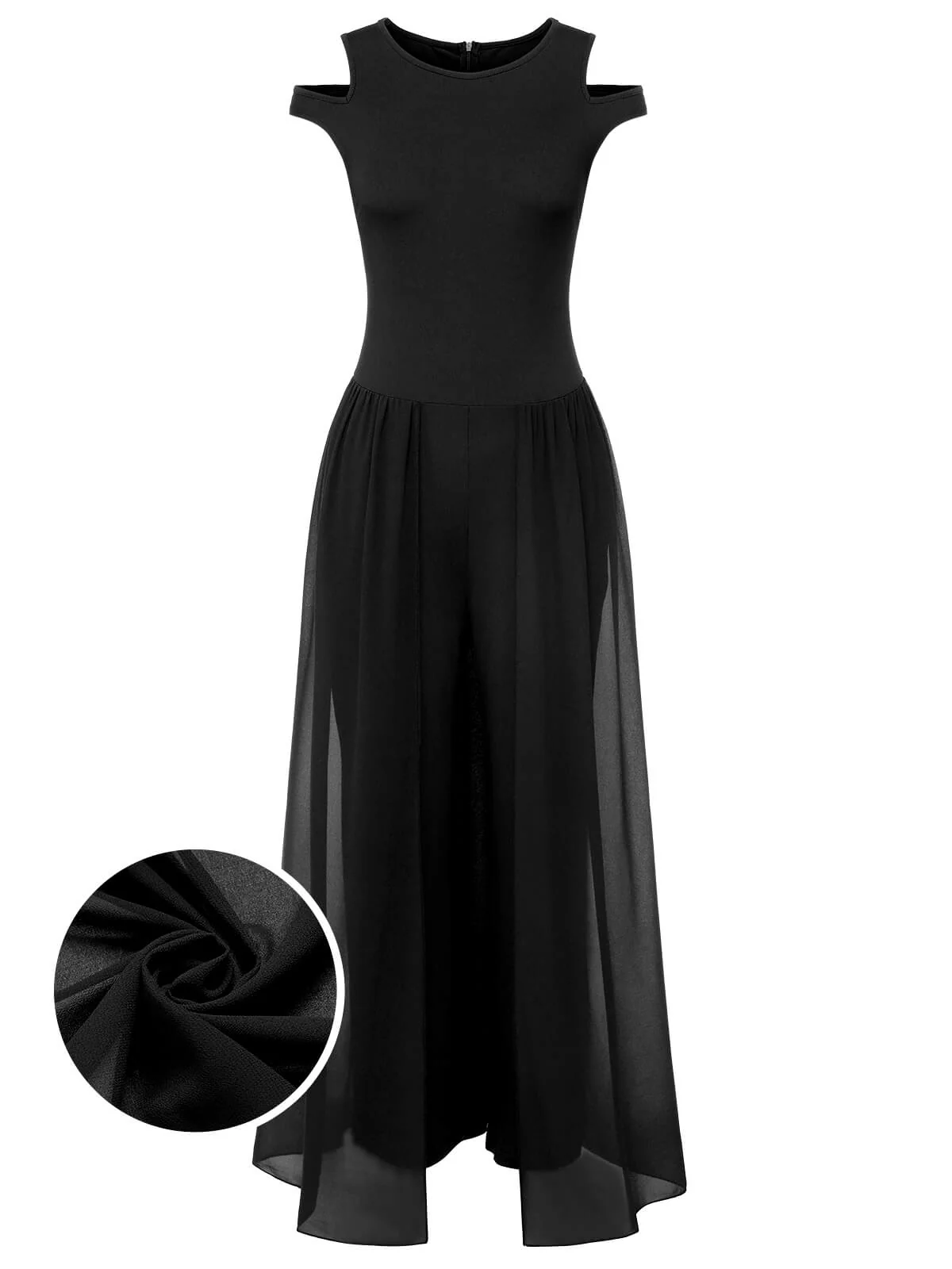 1950s Solid Patchwork Sleeveless Cutout Jumpsuit - Image 8