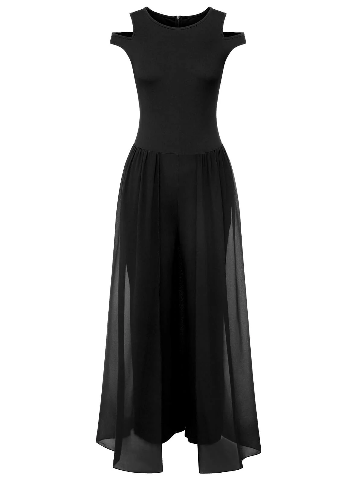 1950s Solid Patchwork Sleeveless Cutout Jumpsuit - Image 9