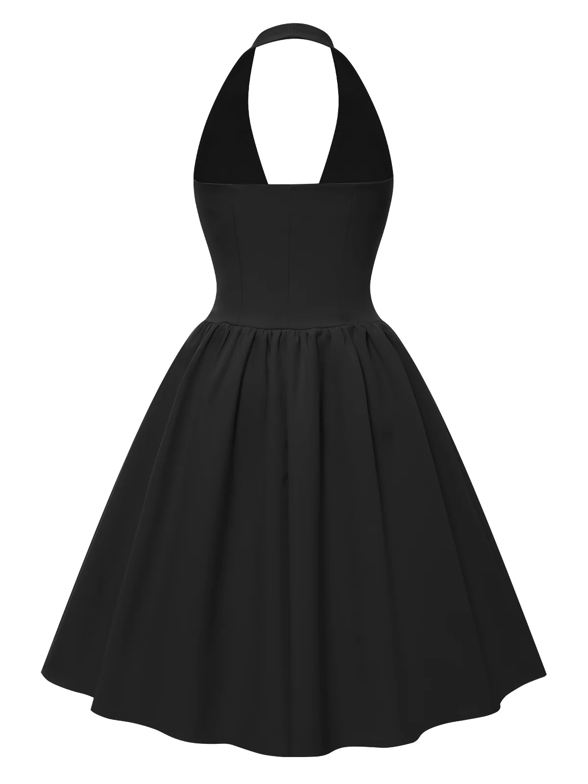 1950s Solid Pearl Bow Halter Dress - Image 3