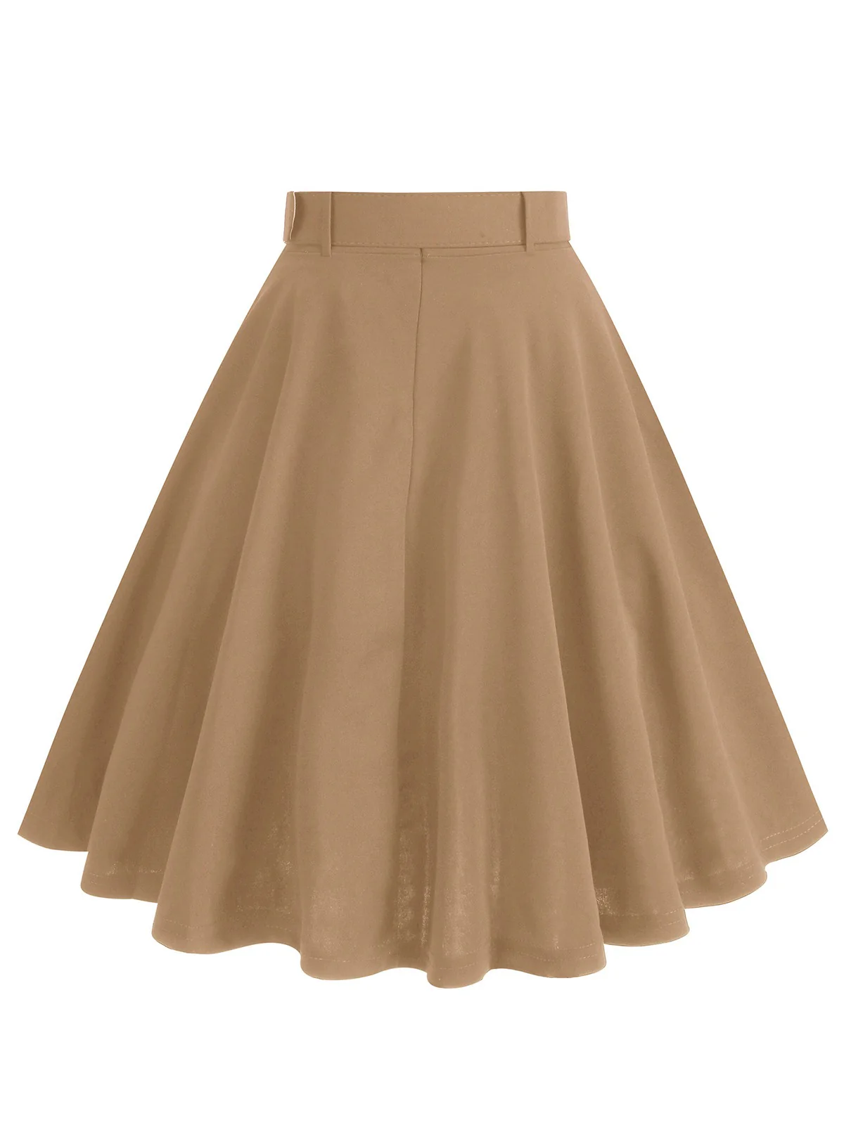 1950s Solid Pleated Button Belted Skirt - Image 8