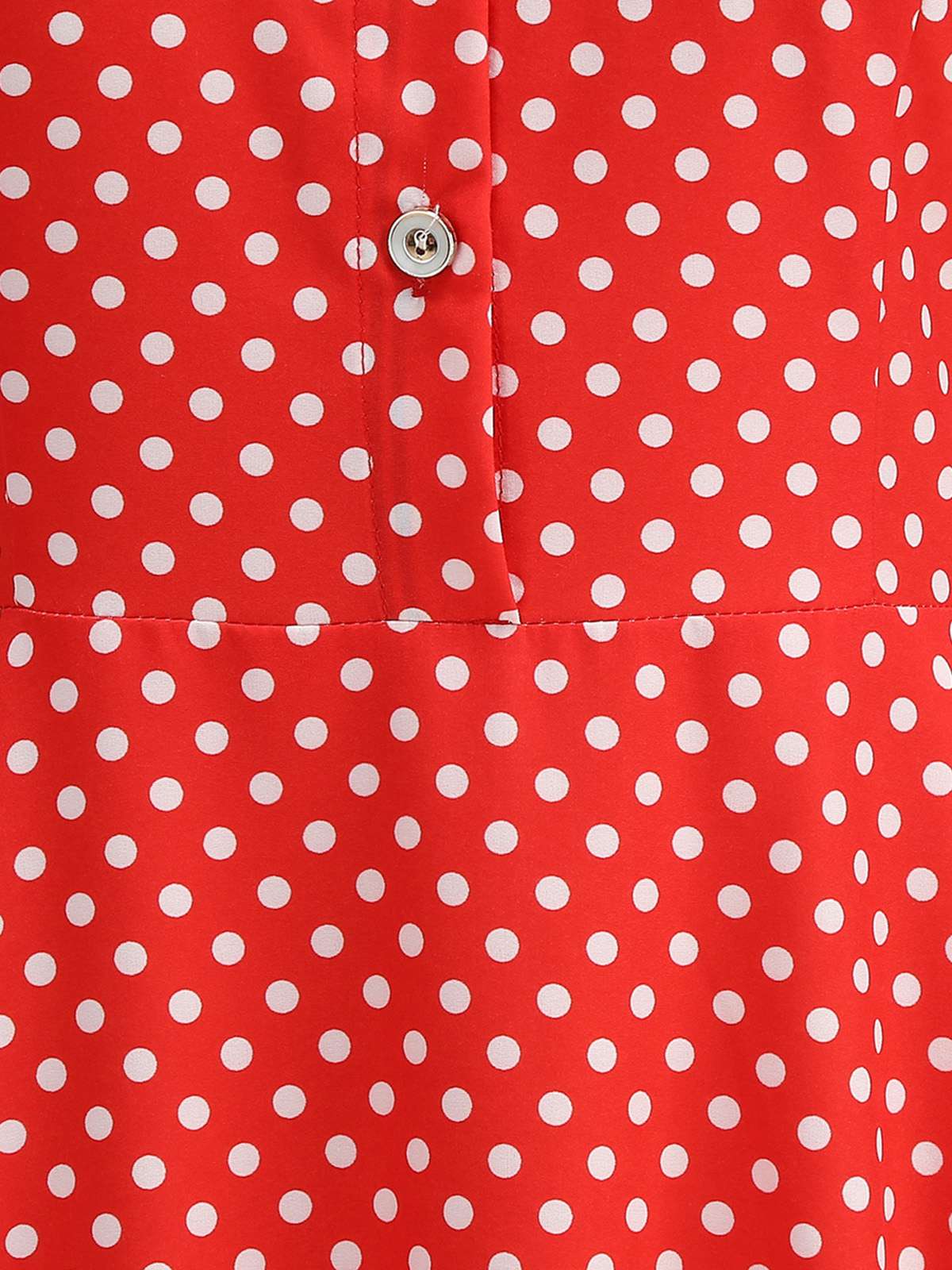 1950s Solid Polka Dot Shirt Collar Belted Swing Dress - Image 4
