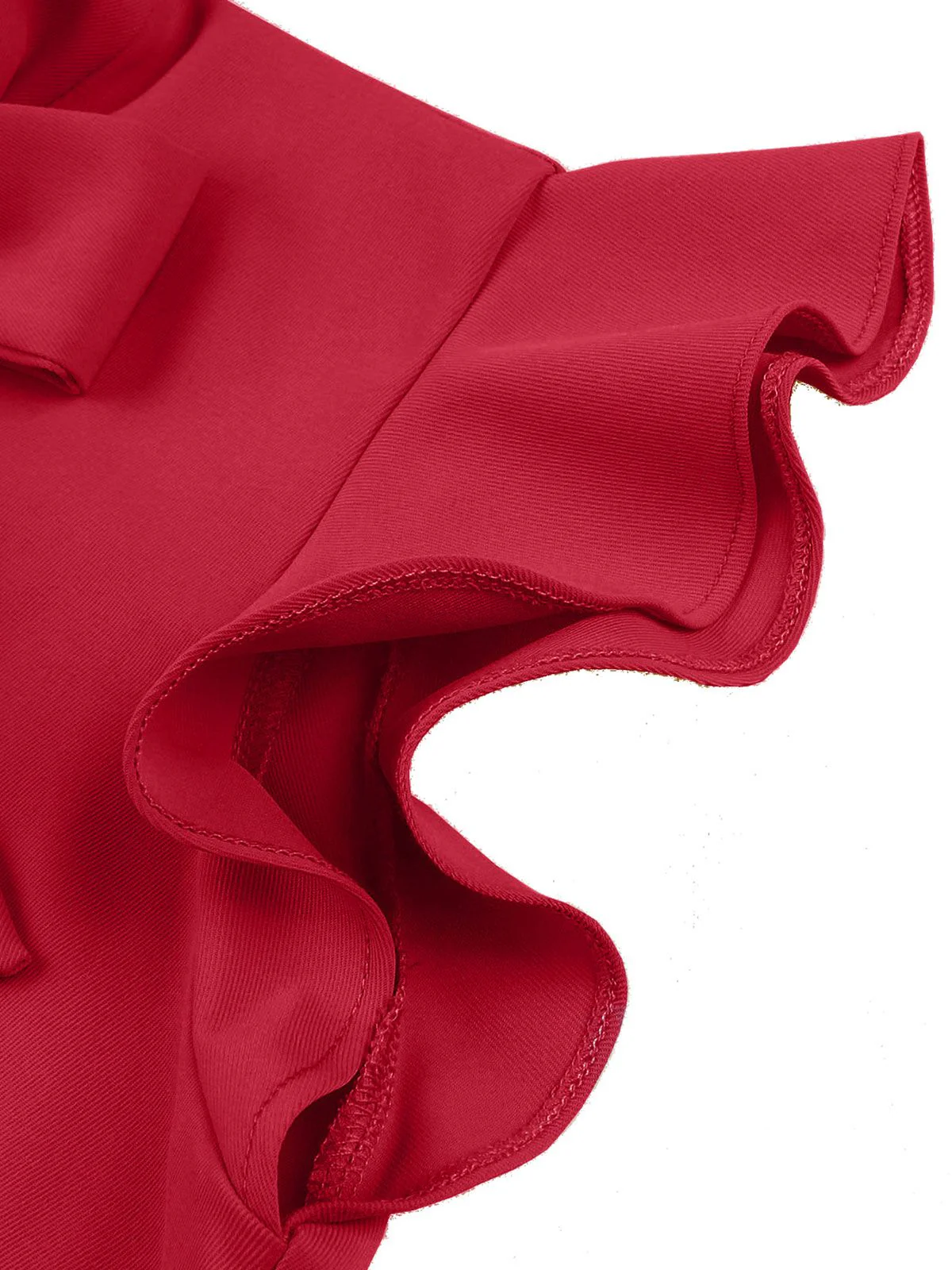 1950s Solid Ruffle Sleeve Bow Neck Dress - Image 10