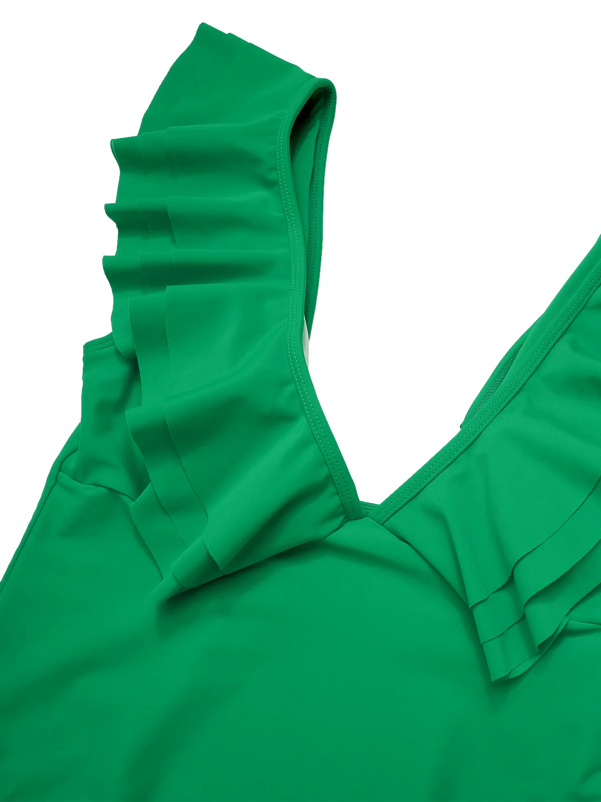 1950s Solid Ruffle V-Neck One-Piece Swimsuit - Image 19
