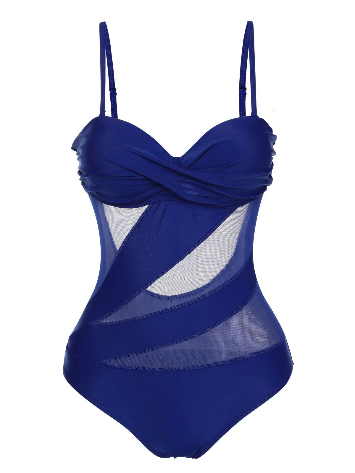 1950s Solid Semi-Sheer Back Tie Swimsuit - Image 8