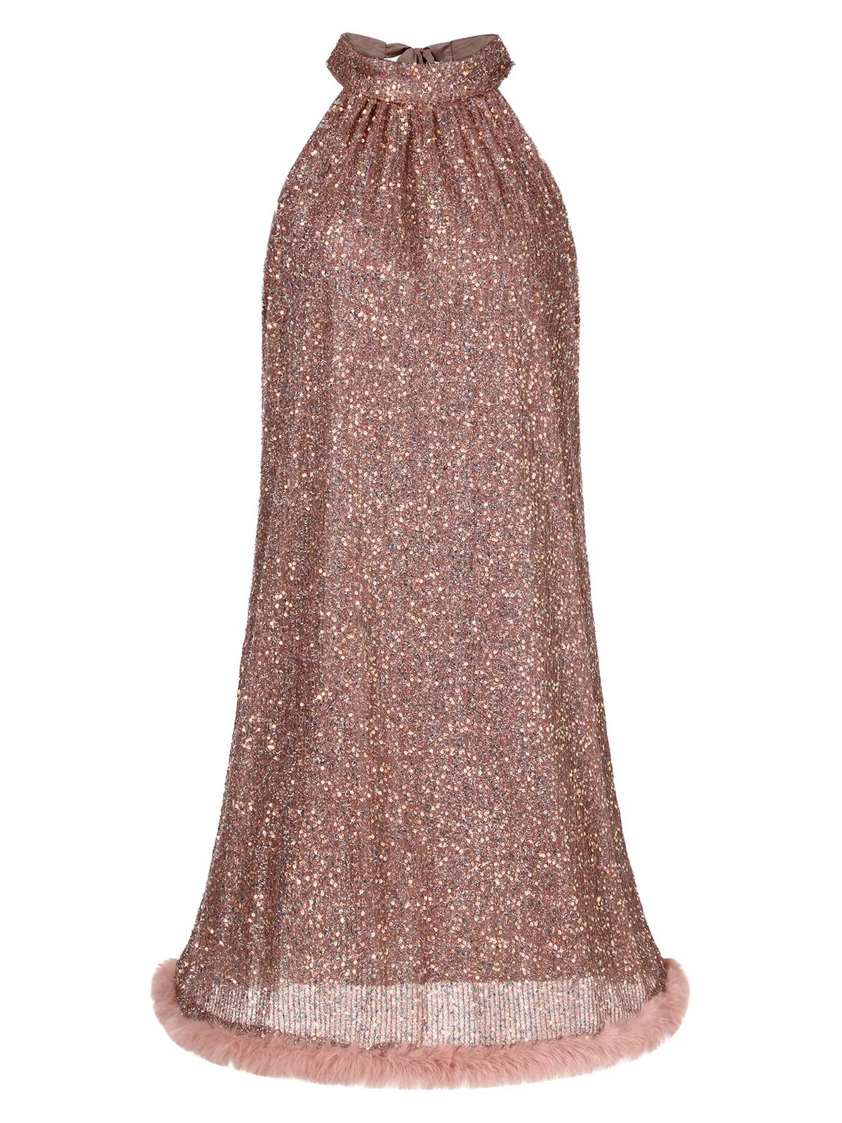 1950s Solid Sequined Raw Edge Dress - Image 2