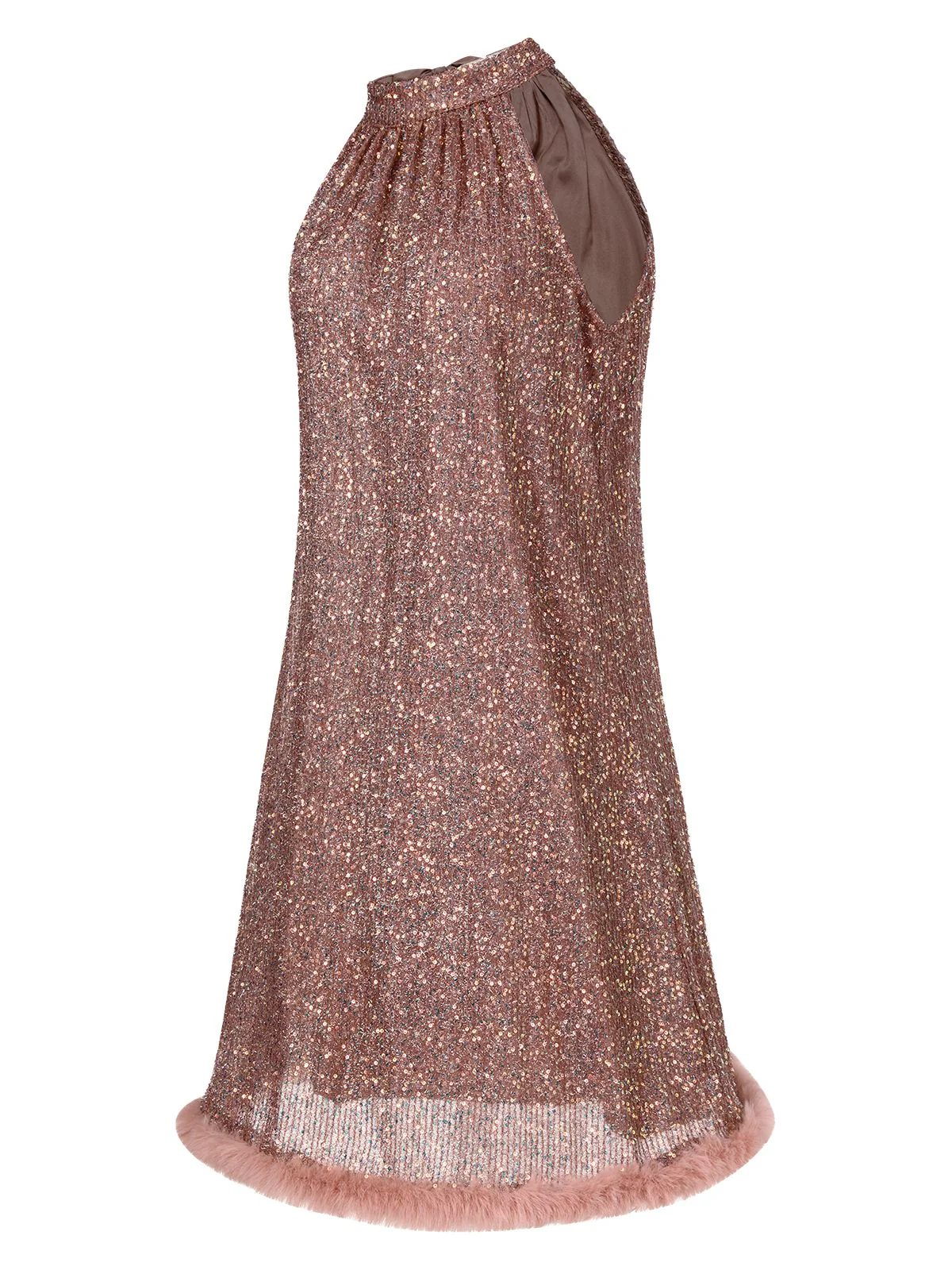 1950s Solid Sequined Raw Edge Dress - Image 4